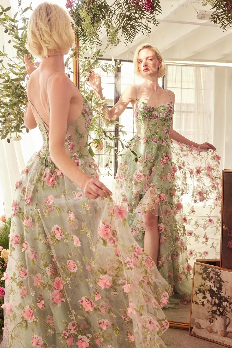 Organza floral prom dress hotsell