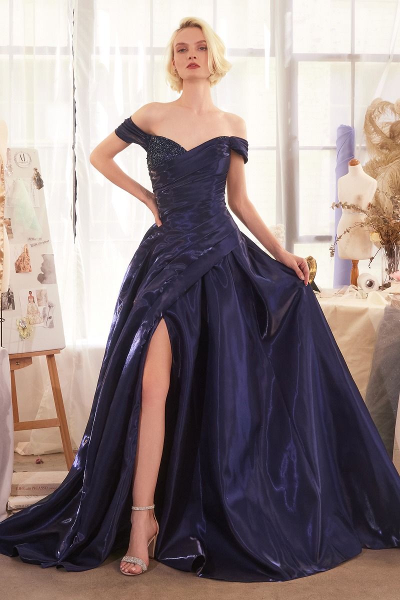 SOFIJA Off Shoulder Organza Shimmer A Line Prom & Formal Dress