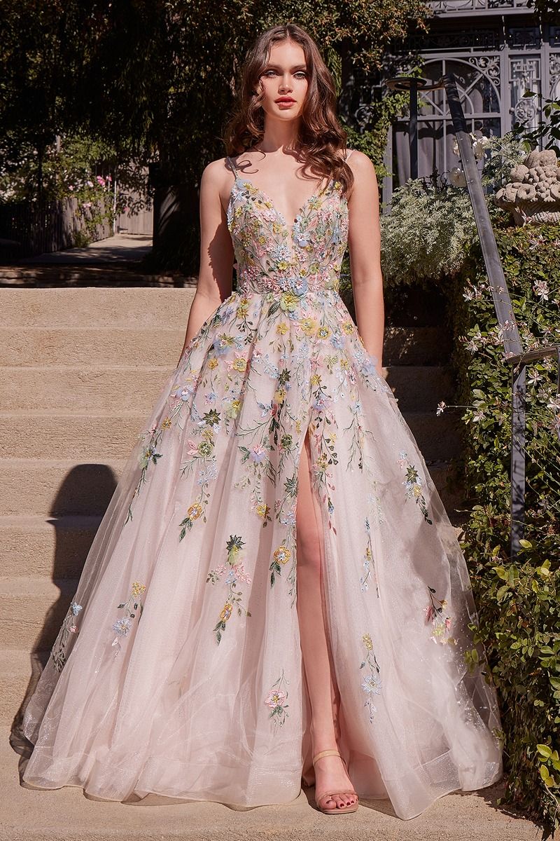 KYREE Couture Floral A Line Prom & Formal Evening Dress