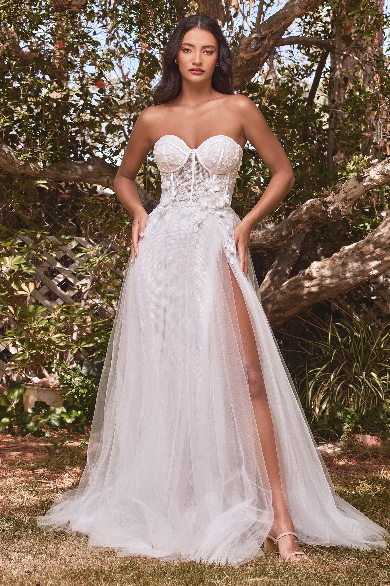 ROMINA Strapless Floral Tulle Bridal & Wedding Dress