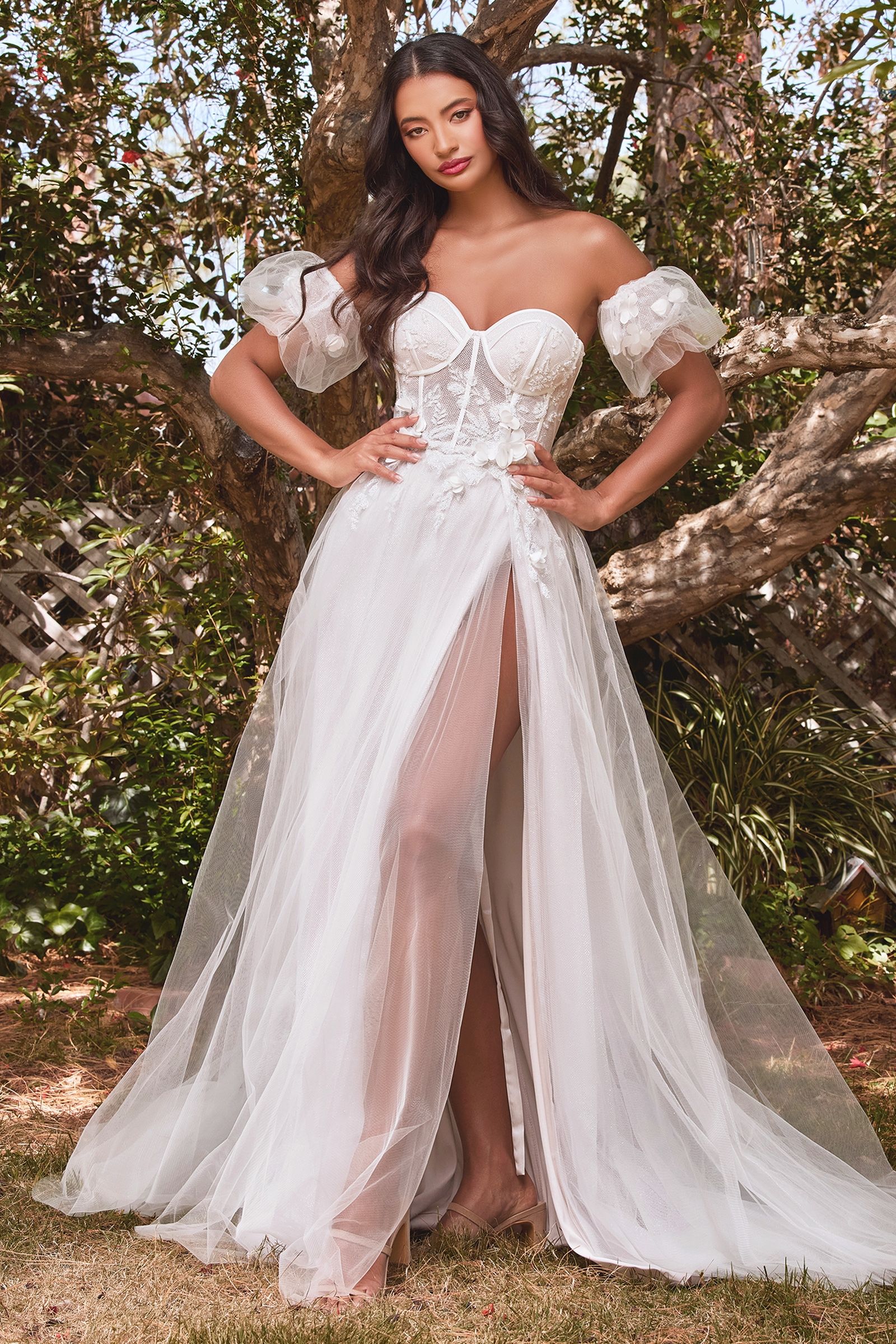 ROMINA Strapless Floral Tulle Bridal & Wedding Dress