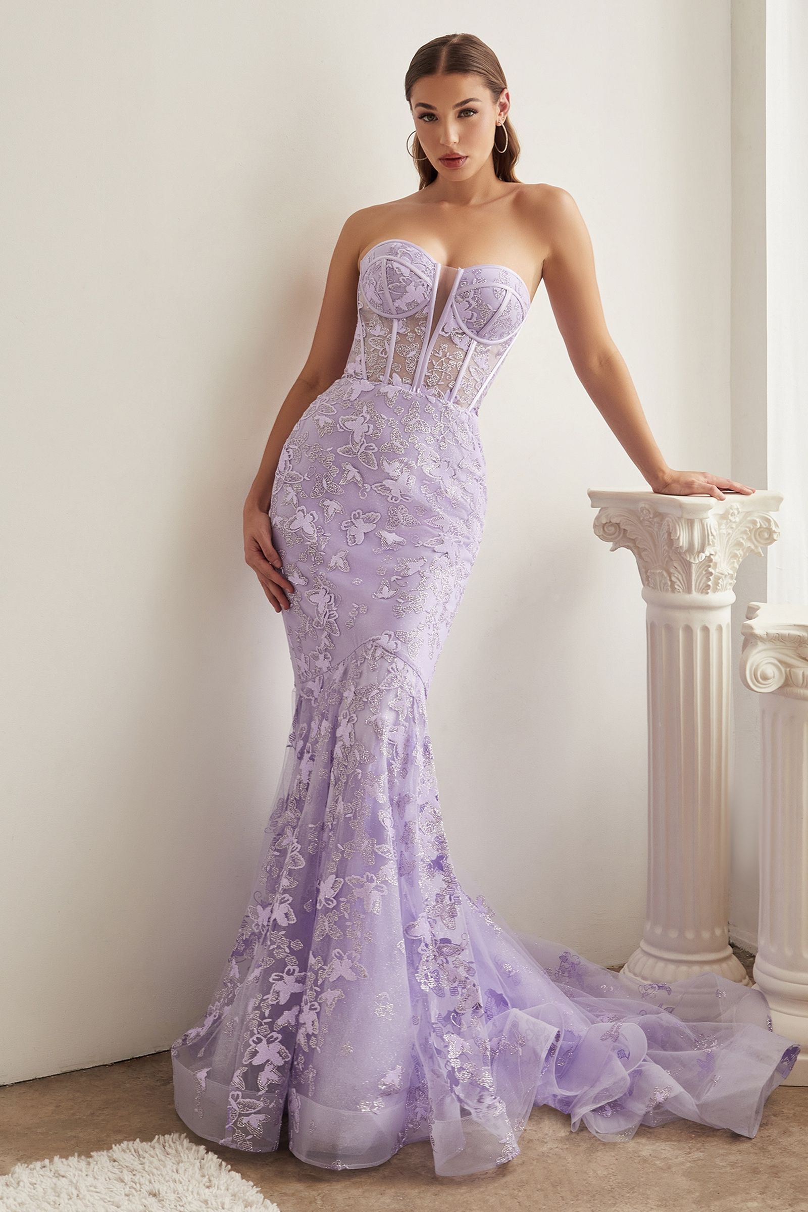 ENID Glitter Strapless Bustier Mermaid Formal Dress