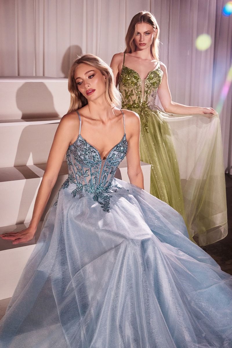 KIARA Embellished Crystal Lace & Tulle Ball Gown Prom Dress