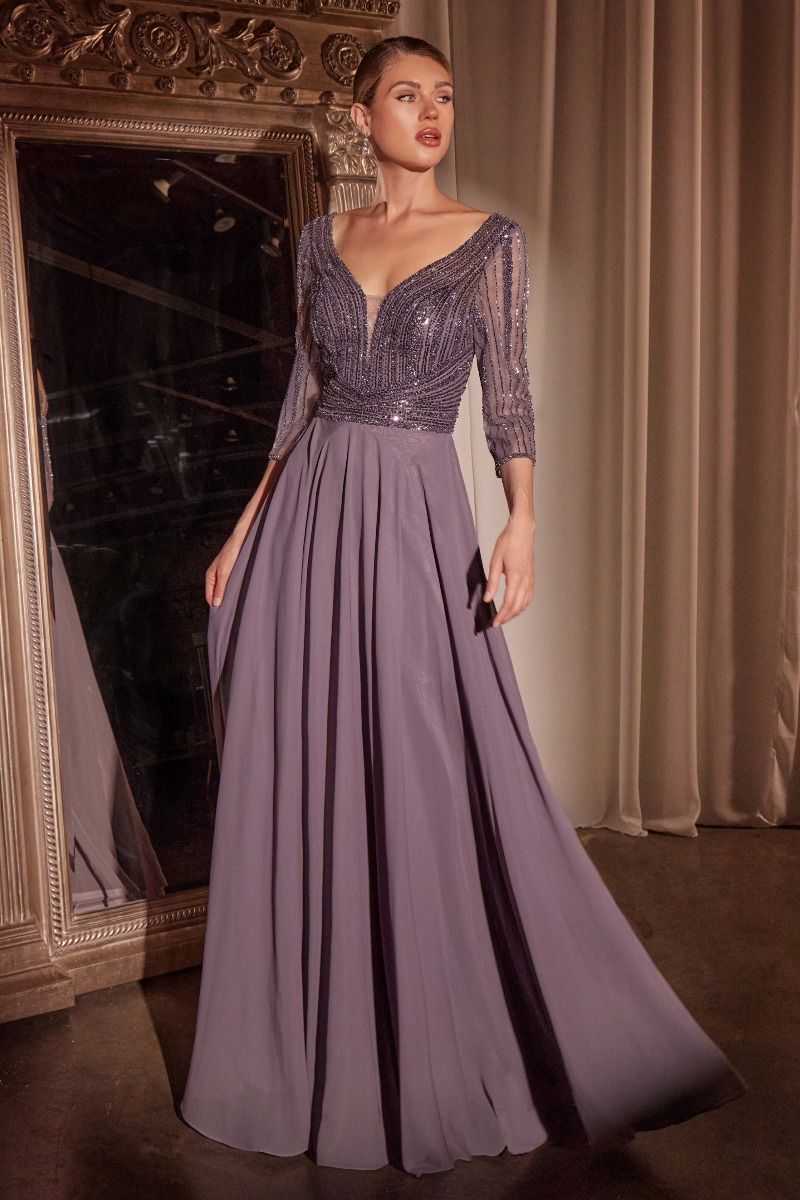 EDNA Embellished Sleeve Mother of Groom Bride A Line Evening Gown