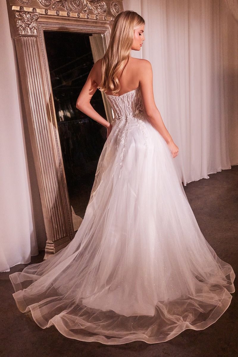 YZMA Strapless Bustier Tulle A-Line Bridal Wedding Dress