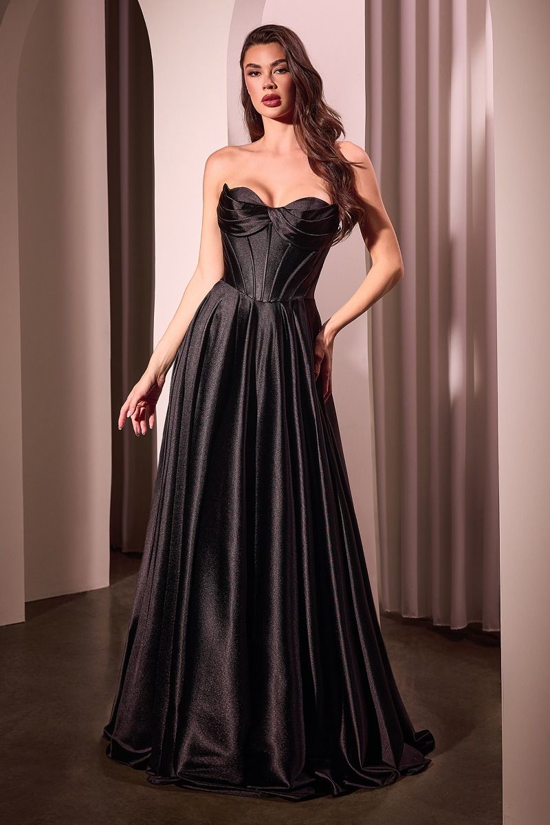 DANKA Strapless Satin Bustier Prom & Formal Ball Gown