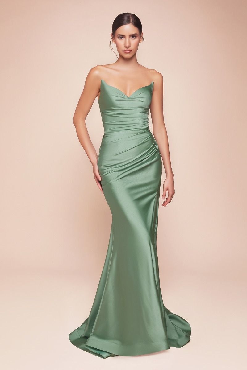 IVA Strapless Stretch Satin Prom & Formal Dress