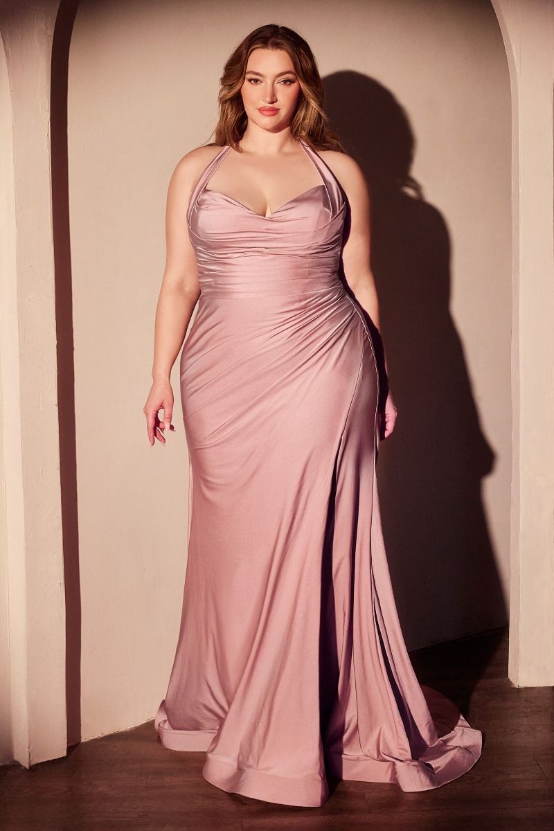 ZORA Curve Halterneck Stretch Satin Mermaid Prom & Formal Dress