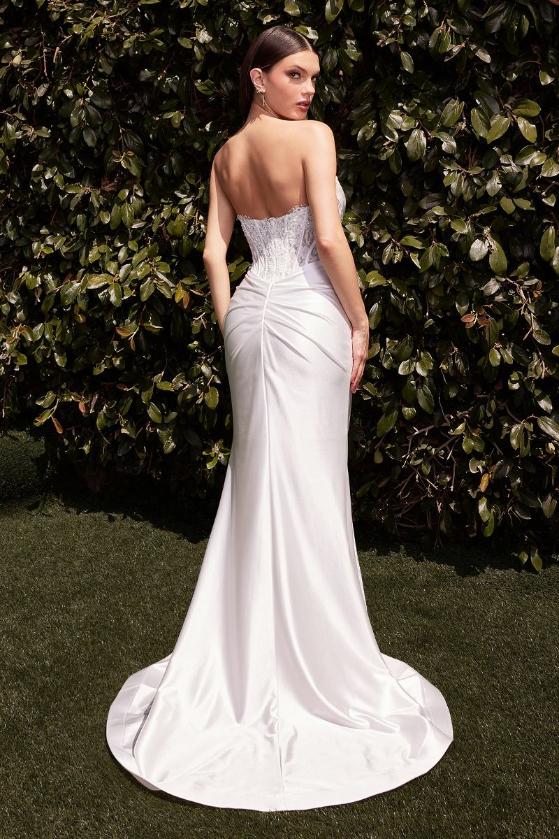 RESMA Off White Bridal Satin Strapless Mermaid Wedding Dress