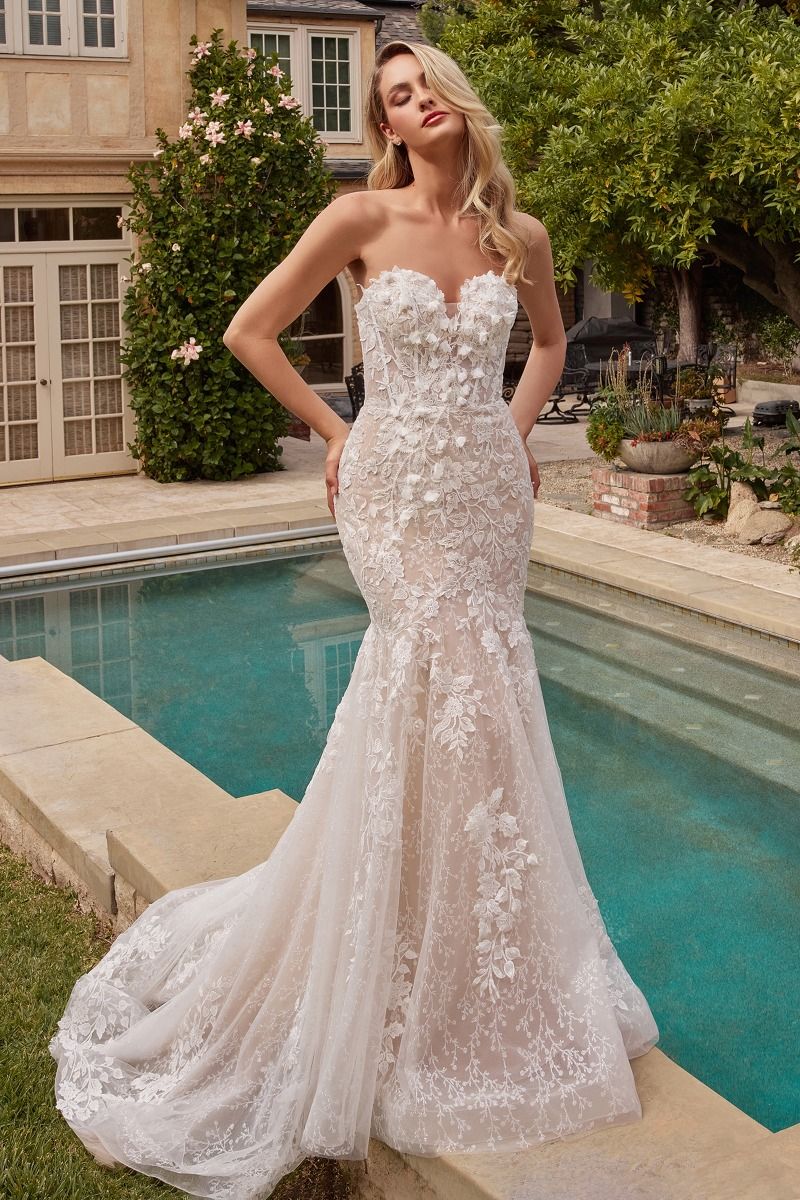 Floral mermaid hot sale wedding dress