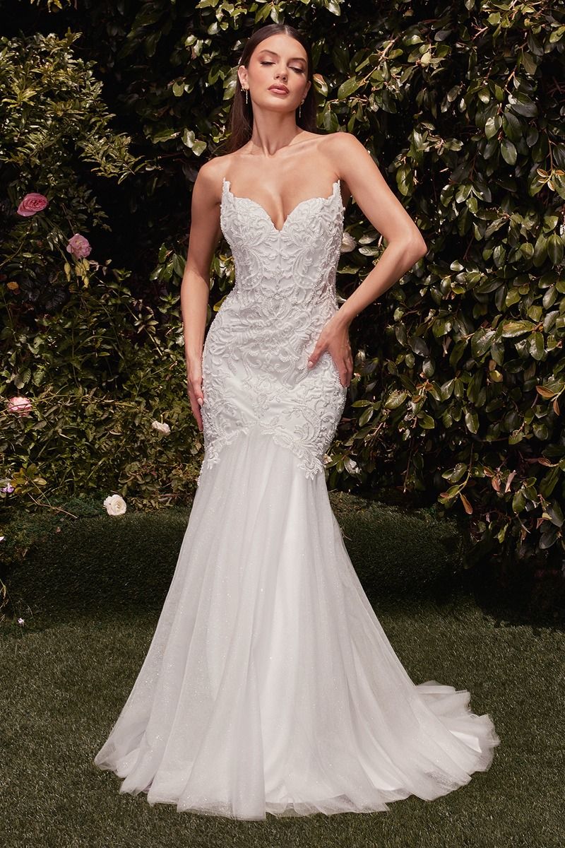 Divinity Bridal BEATRIZ Strapless Beaded Applique Mermaid Wedding Dress