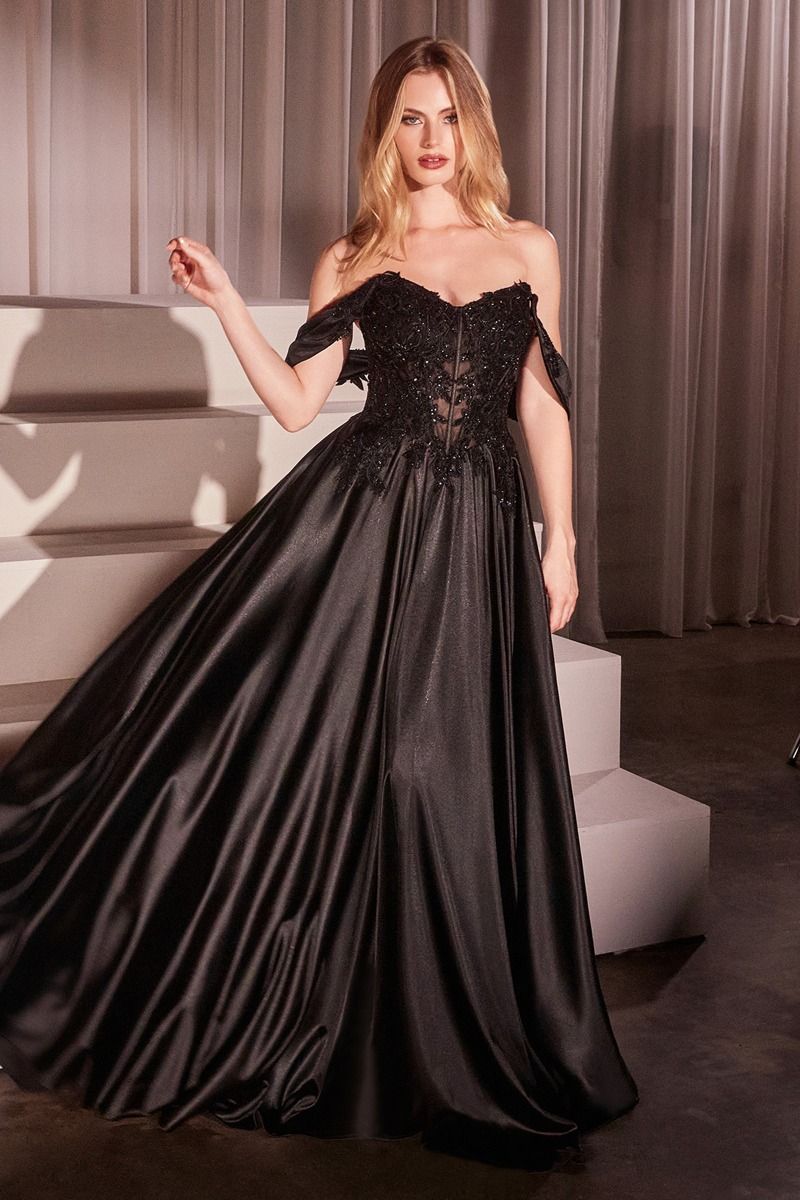 DARLA Lace & Tulle Embellished Off Shoulder Prom & Formal Dress