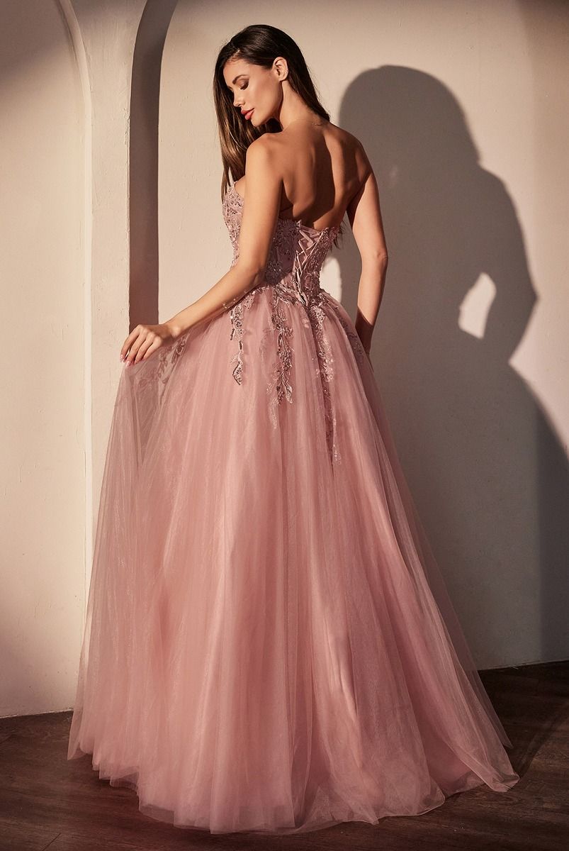 ASHER Strapless Floral Lace Prom & Formal Gown