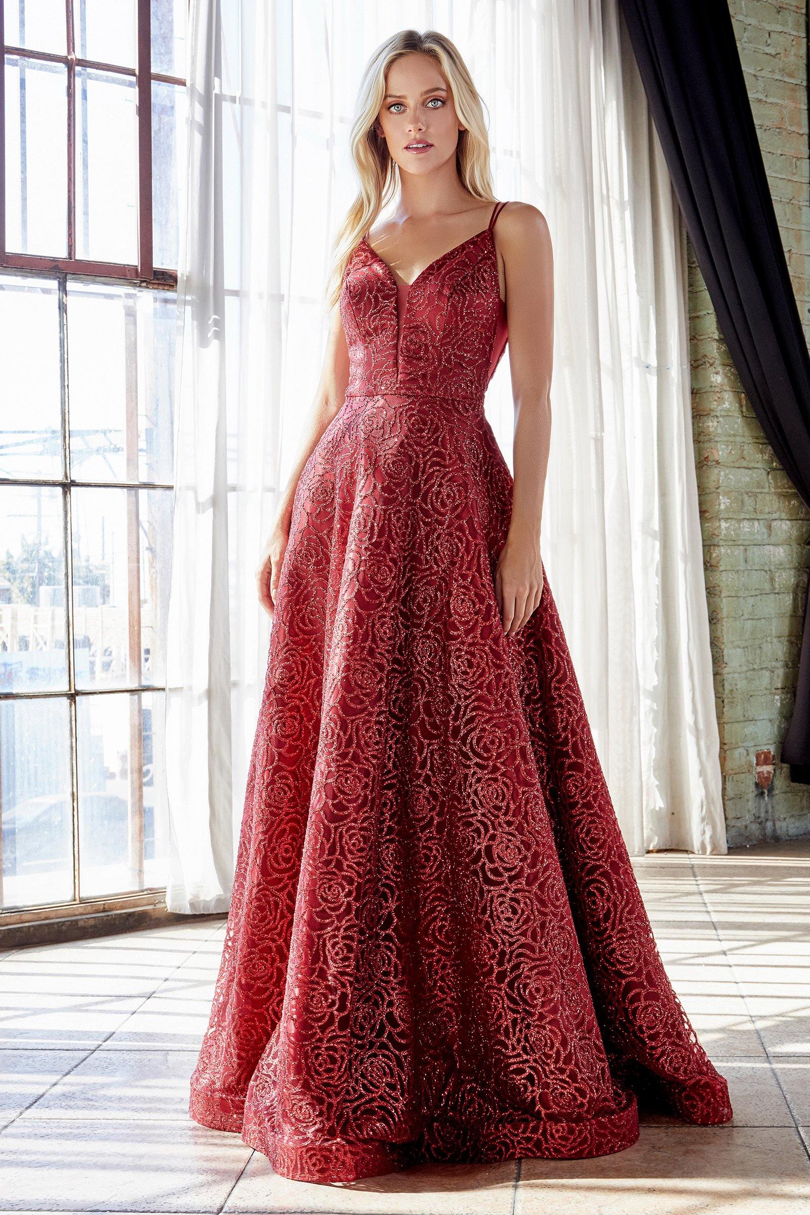 CHARLOTTE Glitter Roses Formal Ball Gown