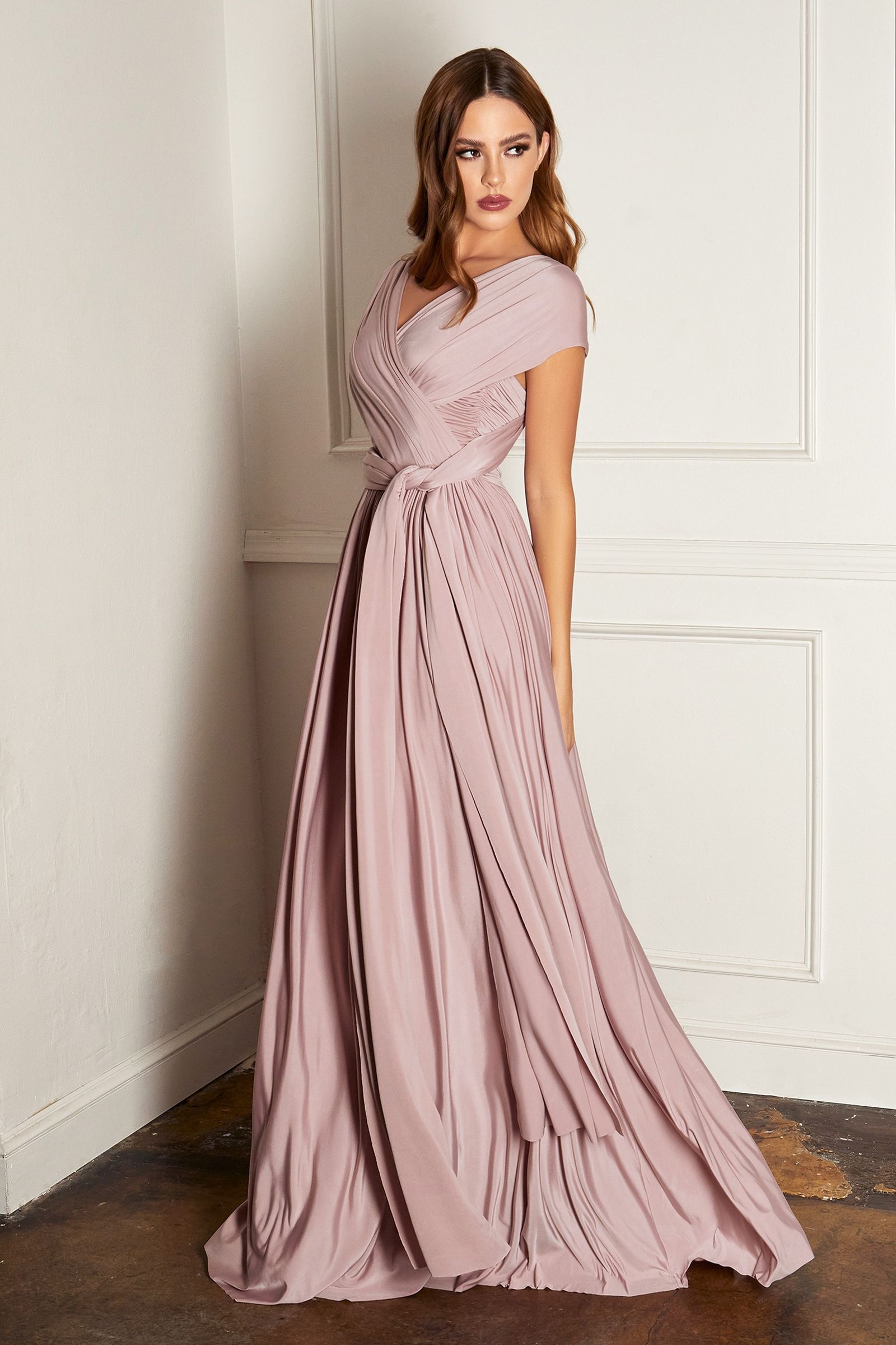 CAPREE Silky Multi Wear Tie Up Bridesmaid Dress