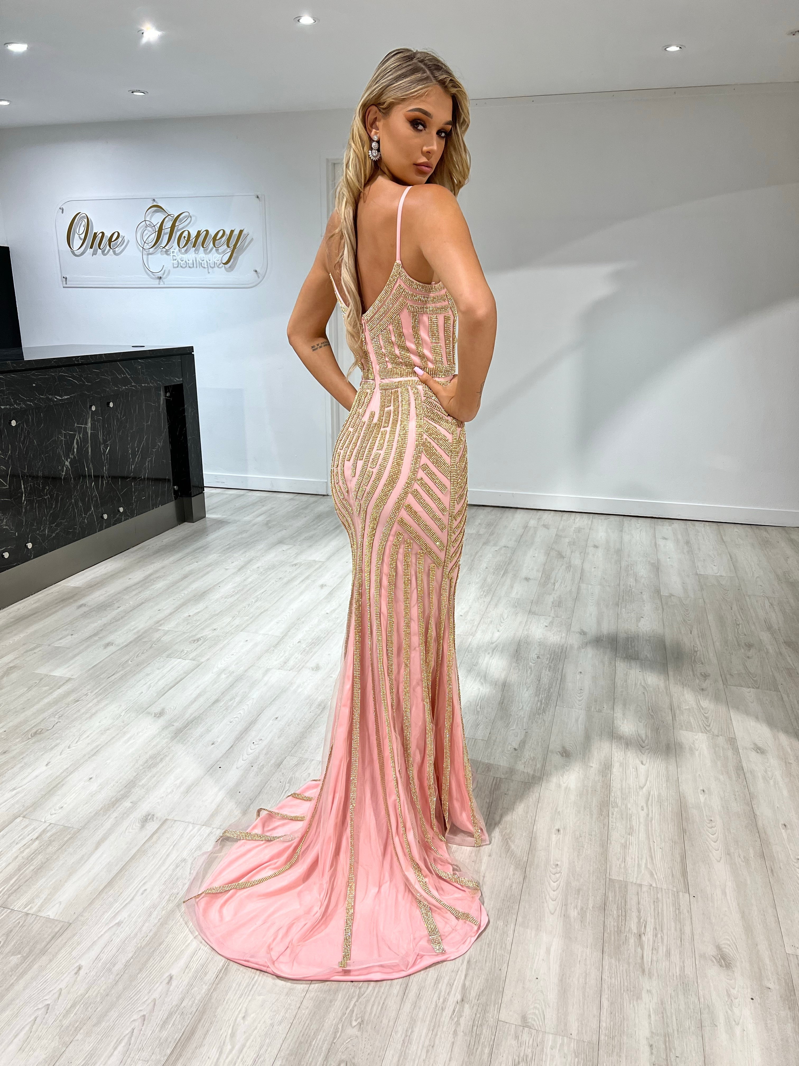 Honey Couture DIAMONDS Sequin Mermaid Formal Gown Dress