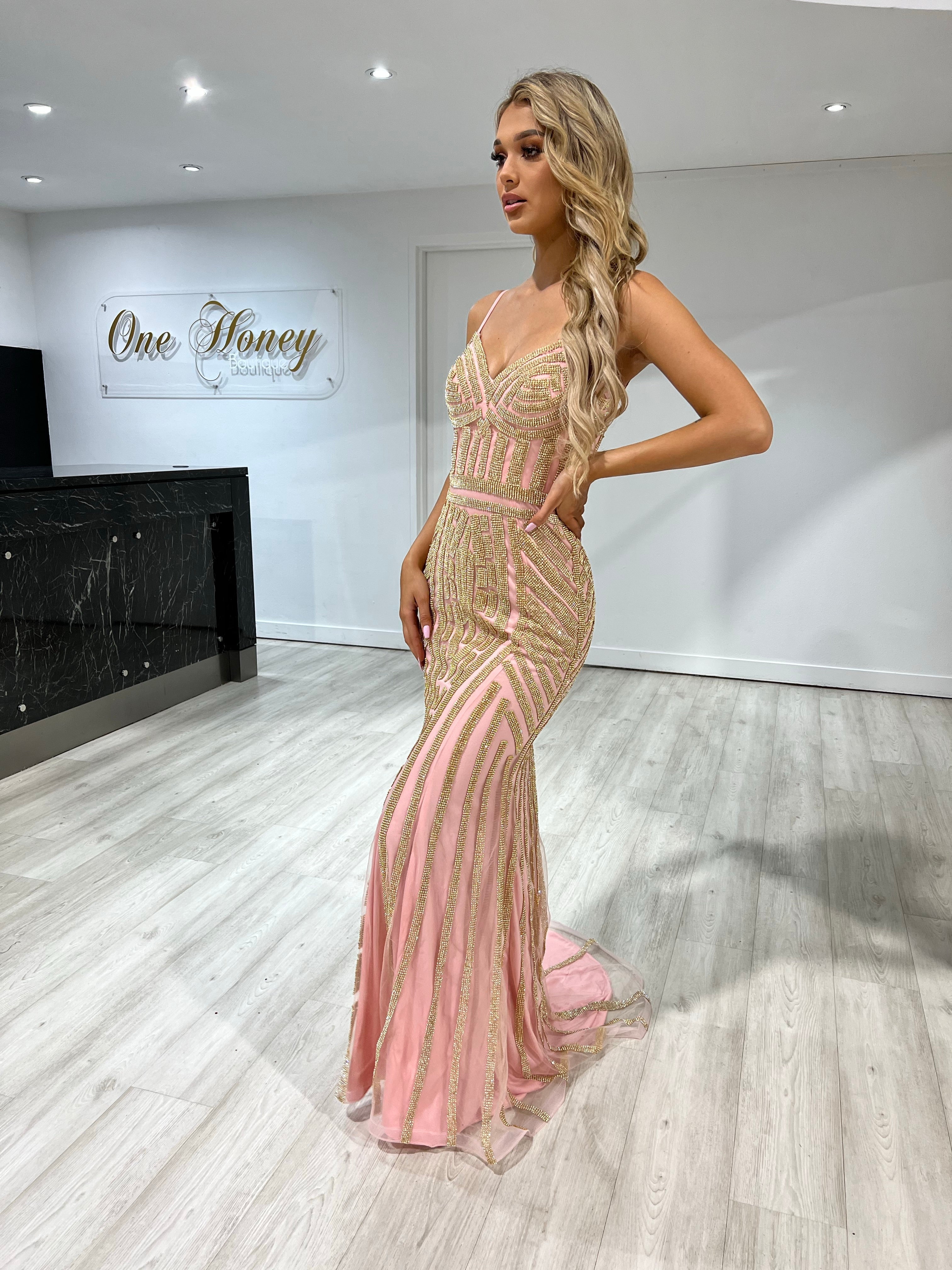 Honey Couture DIAMONDS Sequin Mermaid Formal Gown Dress