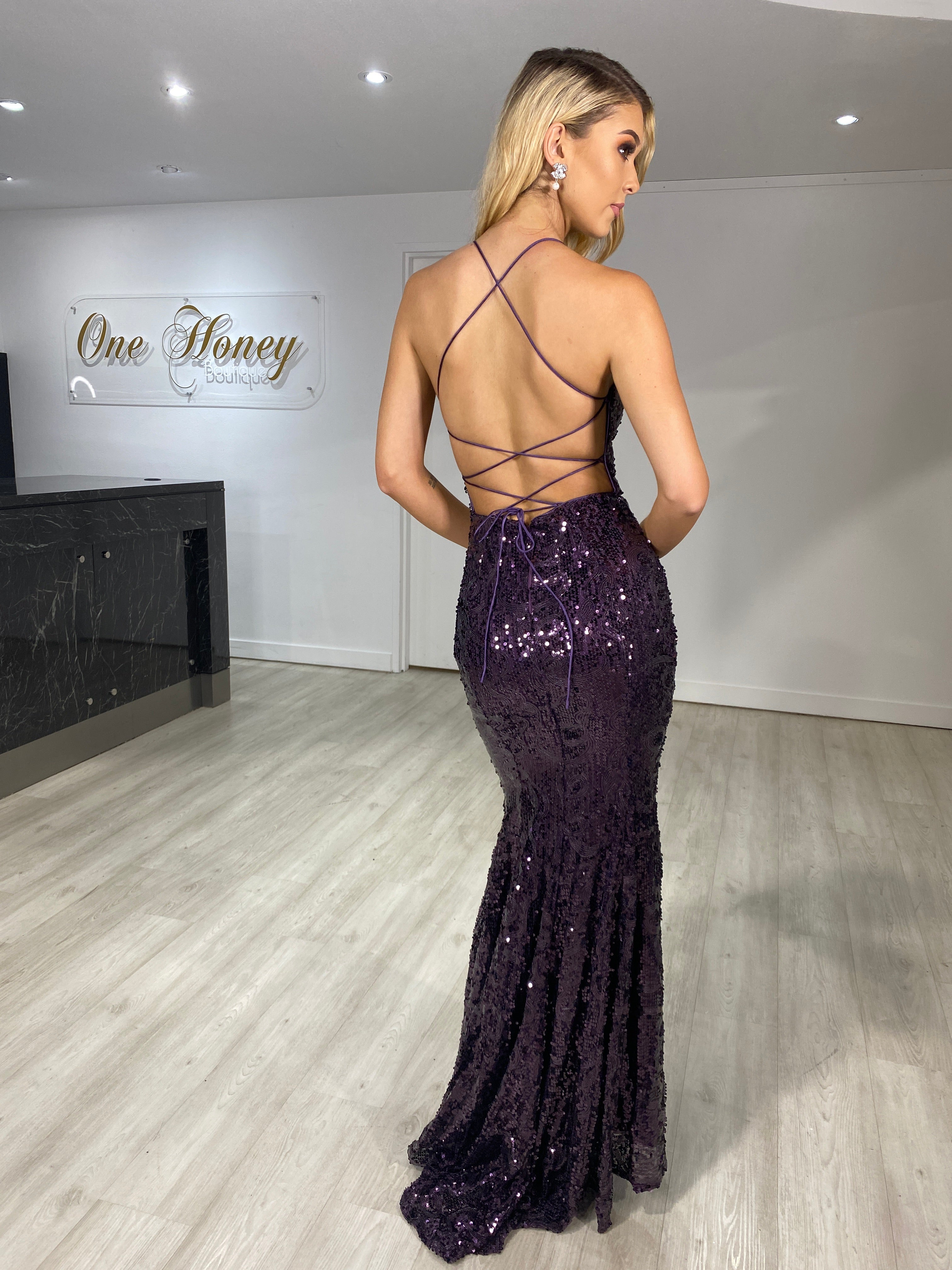 ZOE Sequin Corset Back Mermaid Formal Evening Gown