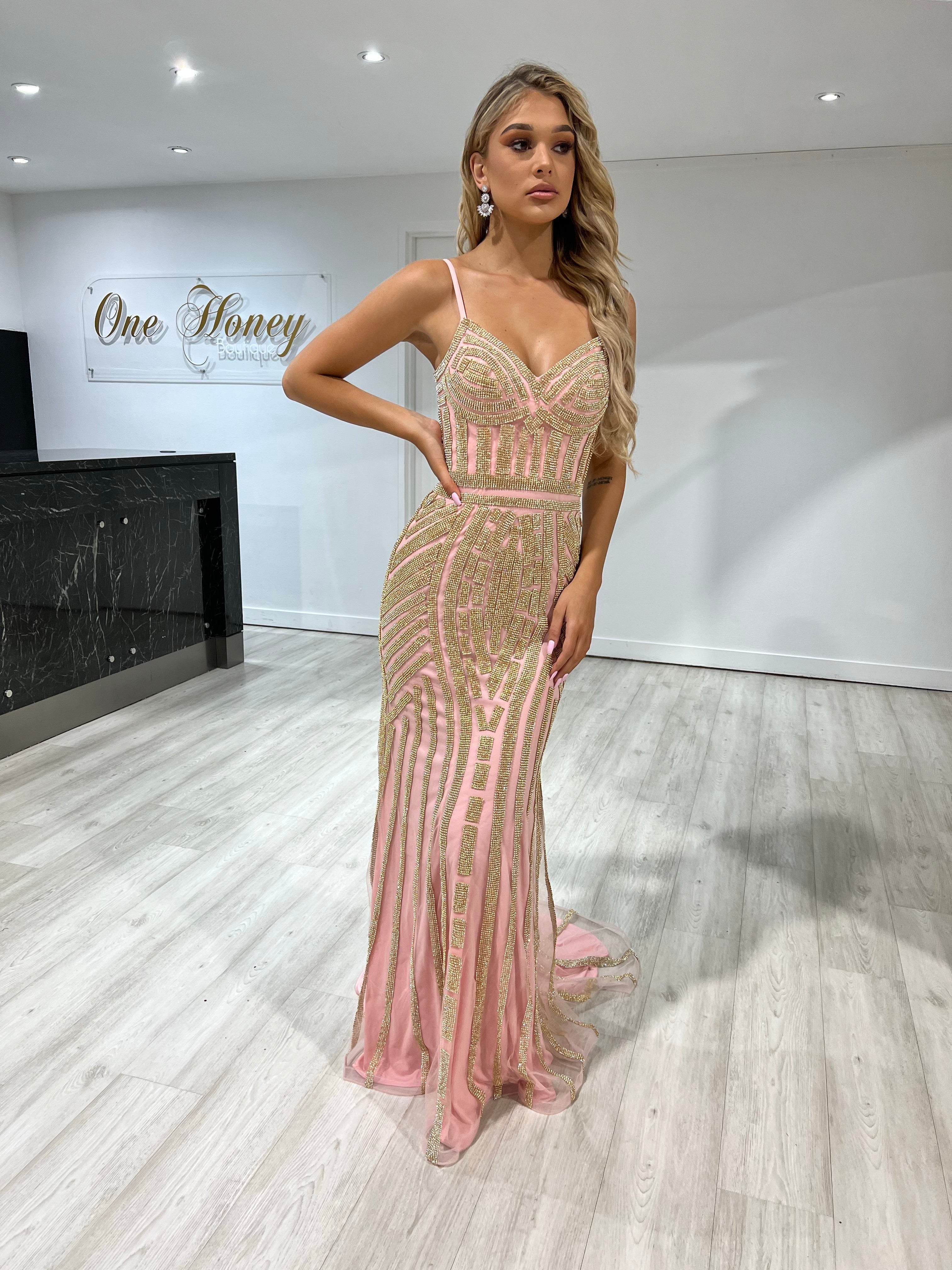 Honey Couture DIAMONDS Sequin Mermaid Formal Gown Dress