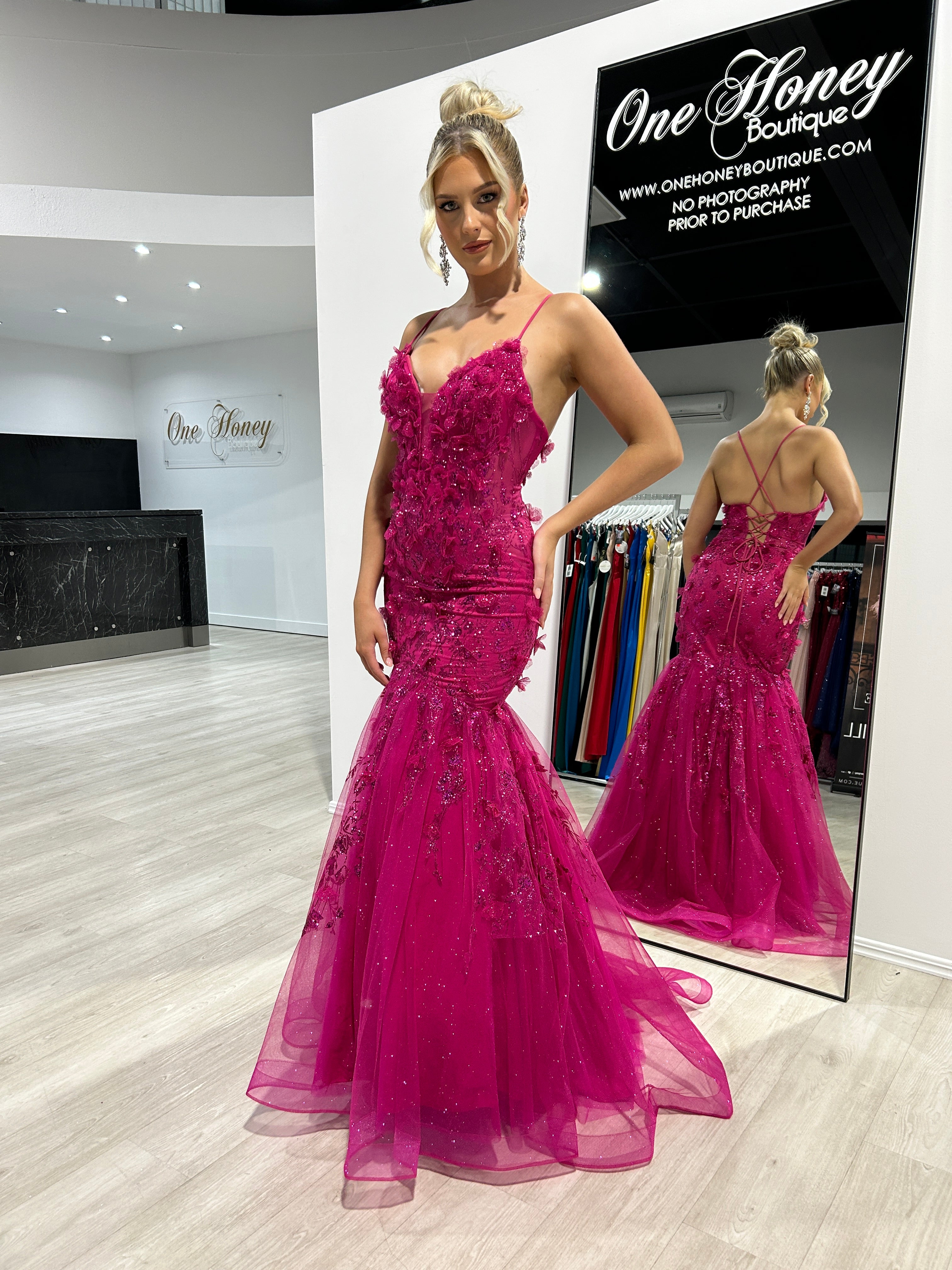 Magenta formal hot sale dress