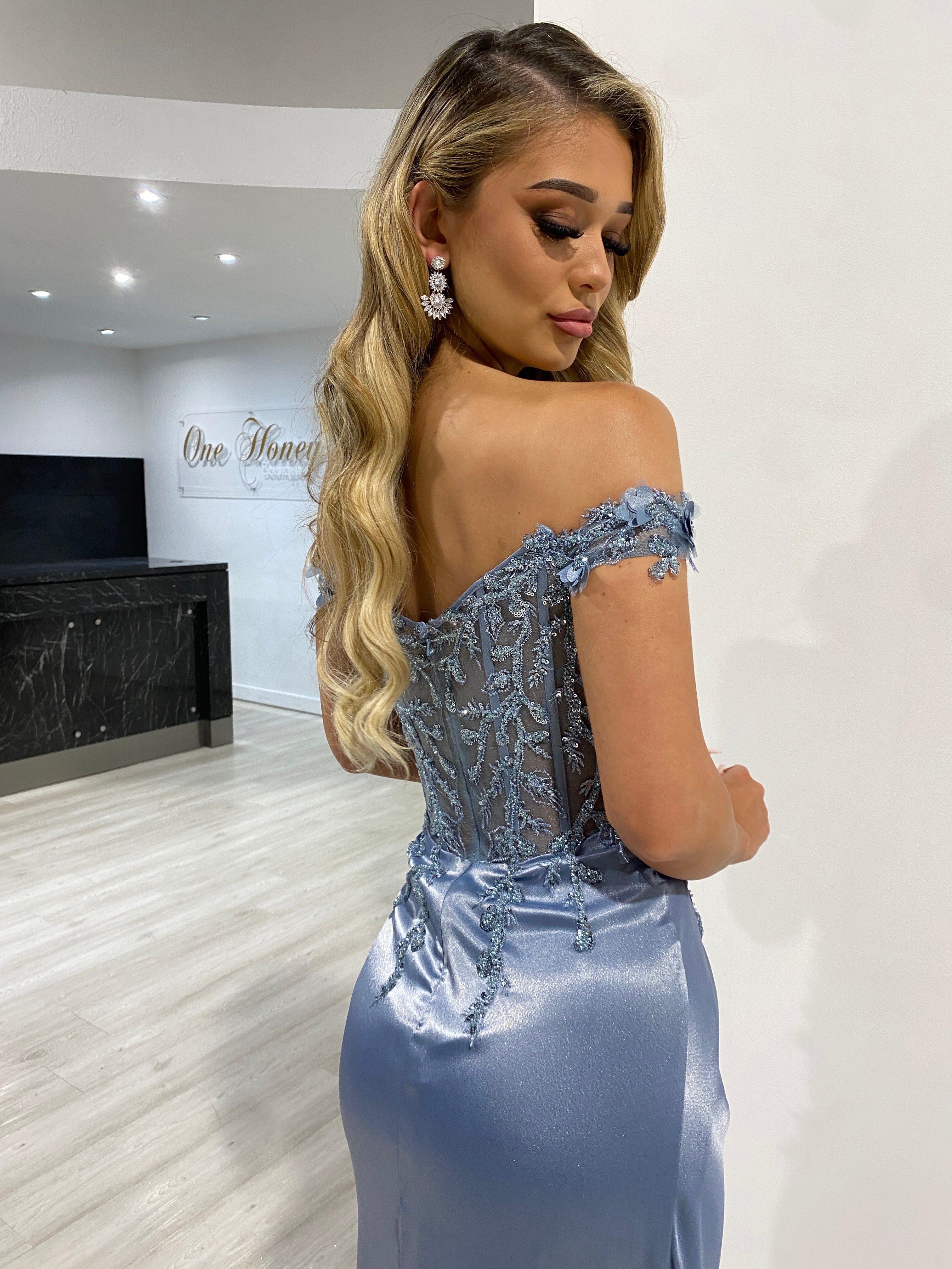 THELMA Sequin Bustier Corset Satin Mermaid Formal Dress