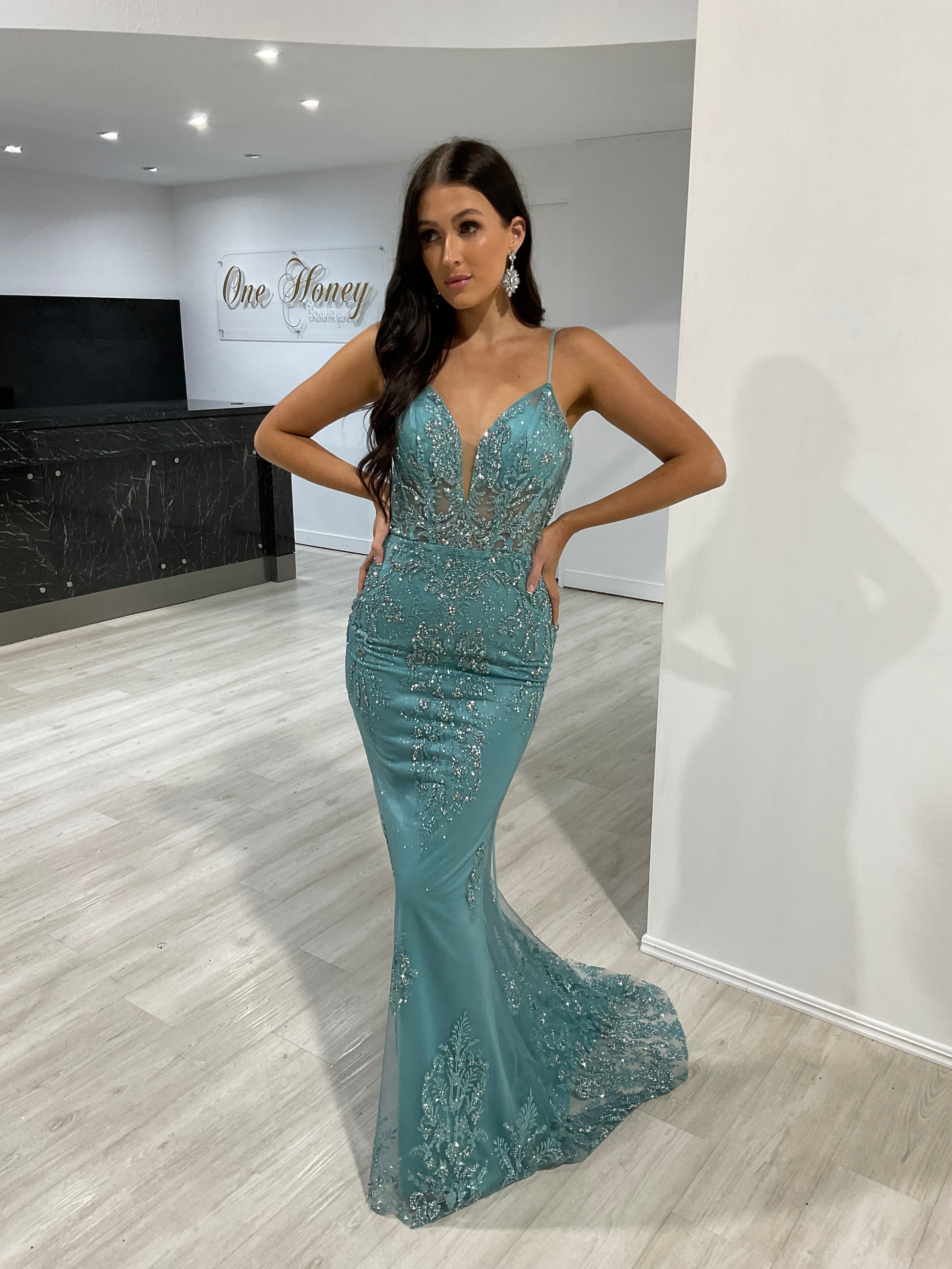 SHONTAE Sequin Corset Glitter Mermaid Formal Gown Dress