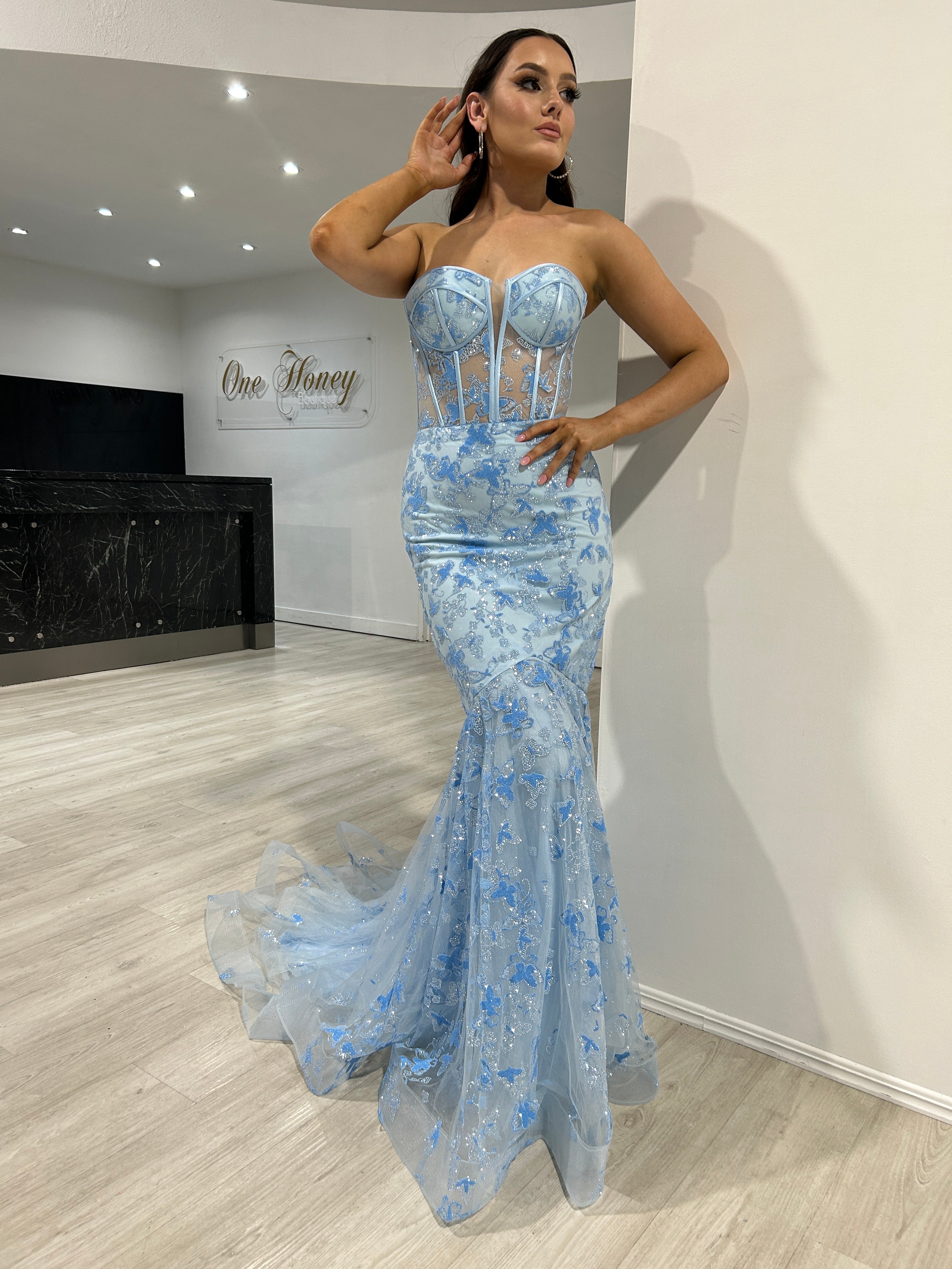 ENID Glitter Strapless Bustier Mermaid Formal Dress