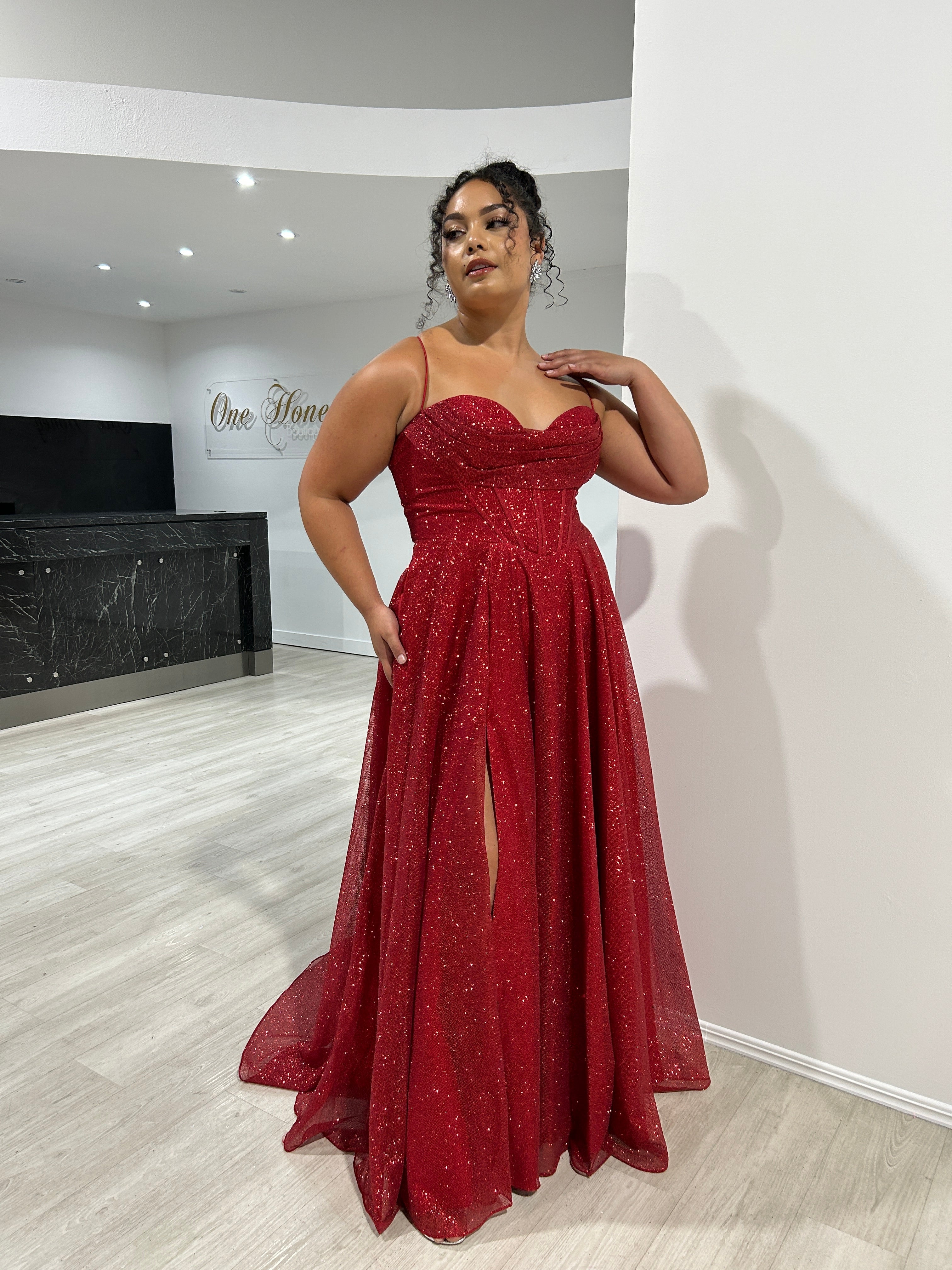 DREYA Curve Corset Glitter Ball Gown School Formal Dress