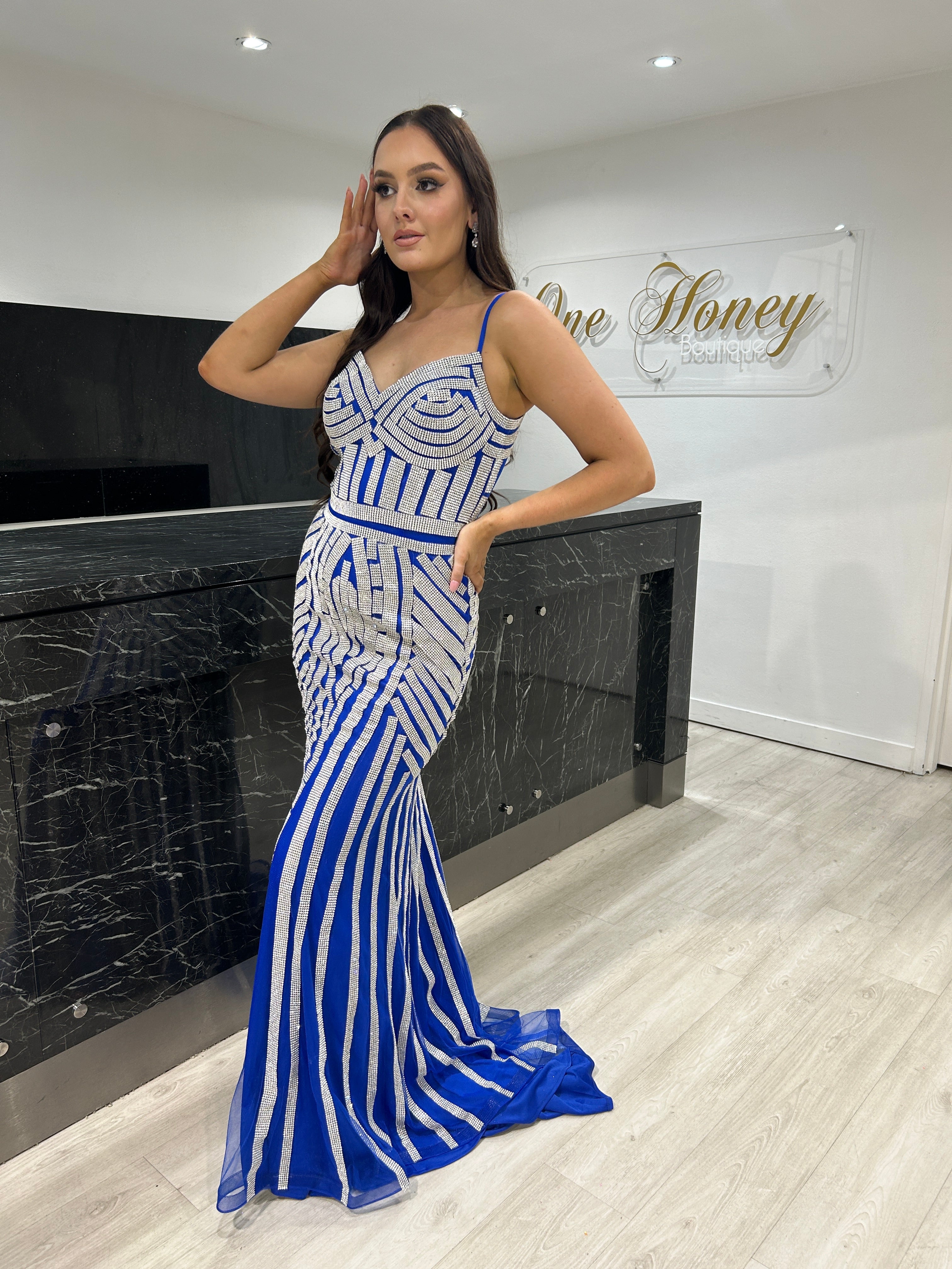 Honey Couture DIAMONDS Sequin Mermaid Formal Gown Dress