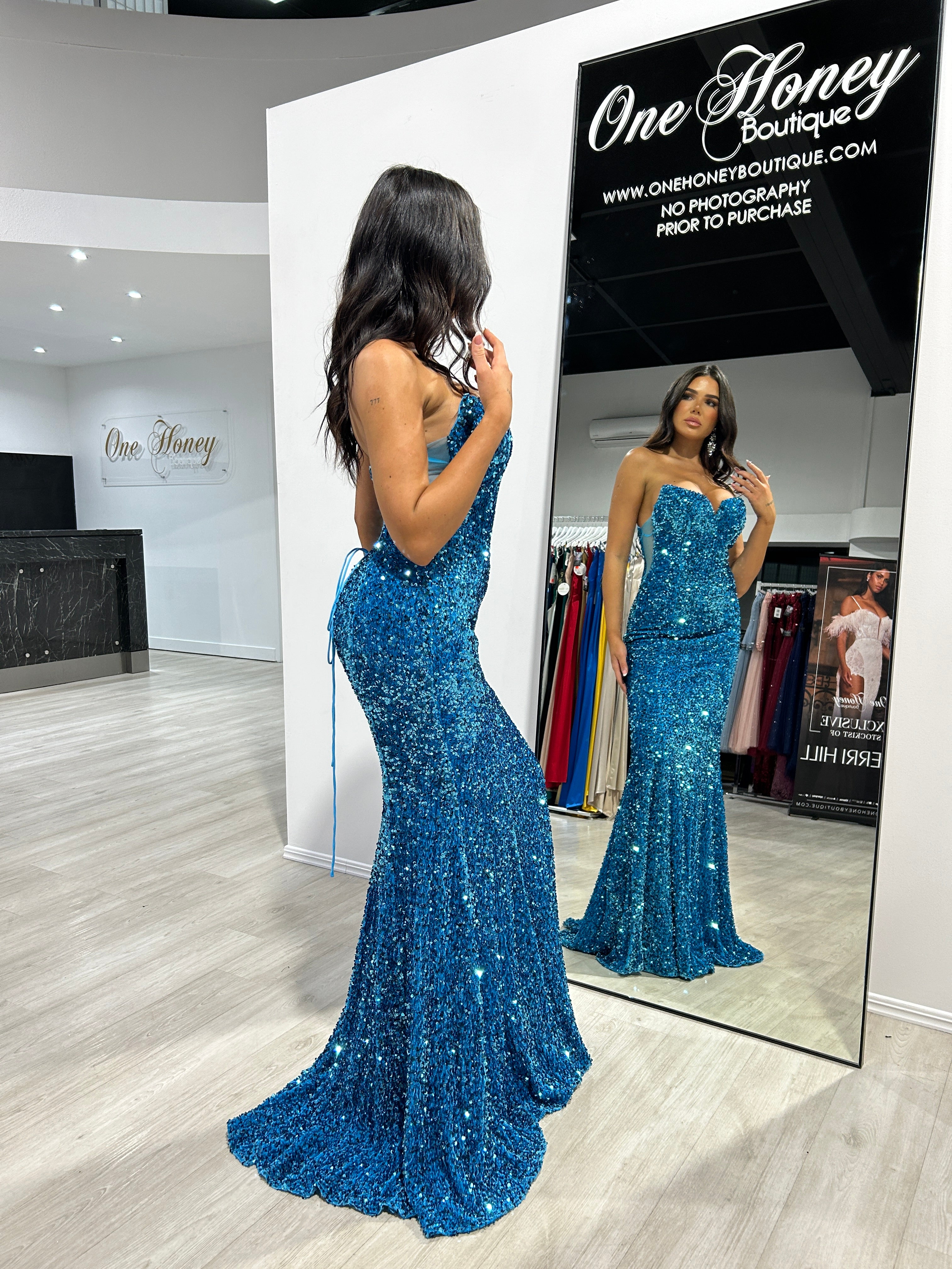 Blue sequin mermaid clearance dress