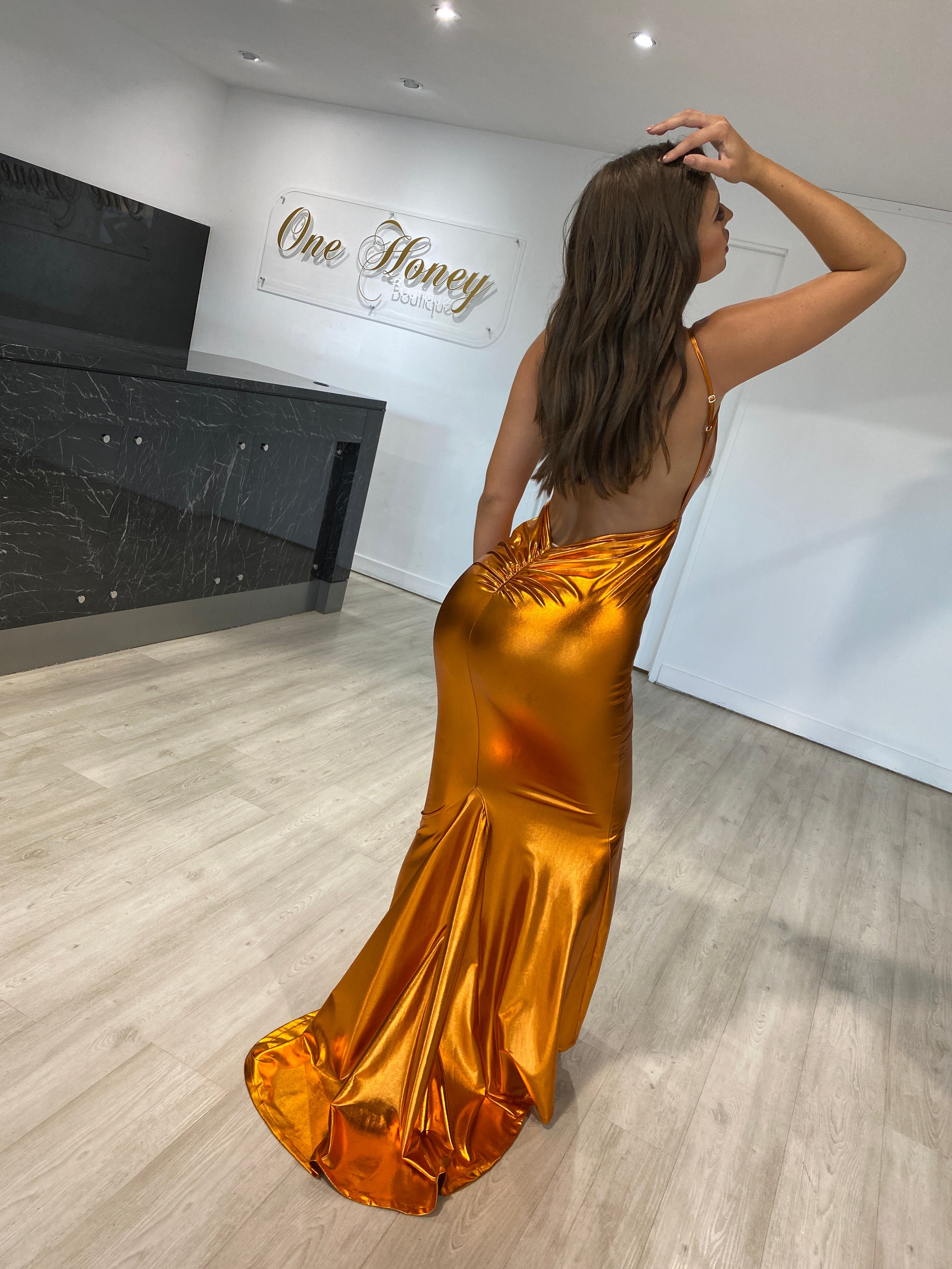 Honey Couture MILEE Low Back Mermaid Evening Gown Dress