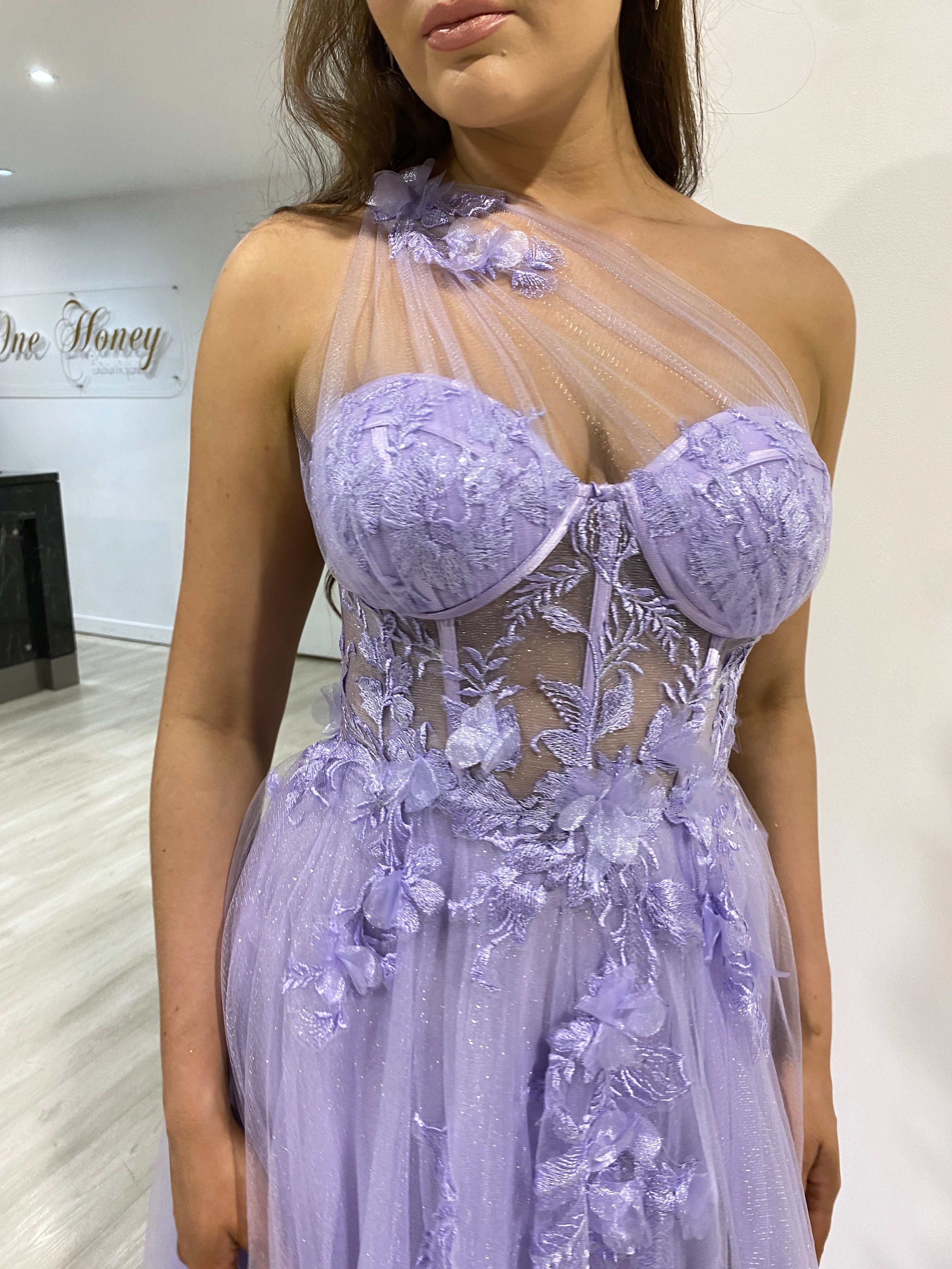 LUCIA Sheer Bustier Corset Tulle Formal Gown