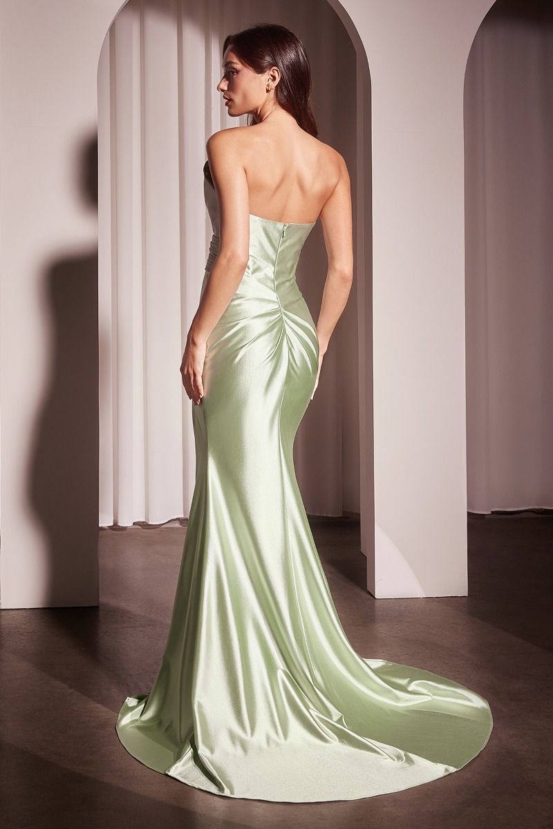 NORAH Satin Asymmetrical Strapless Mermaid Prom & Formal Dress