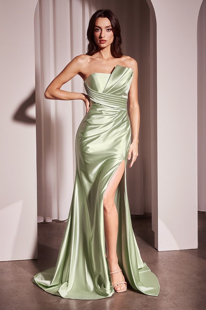 NORAH Satin Asymmetrical Strapless Mermaid Prom & Formal Dress