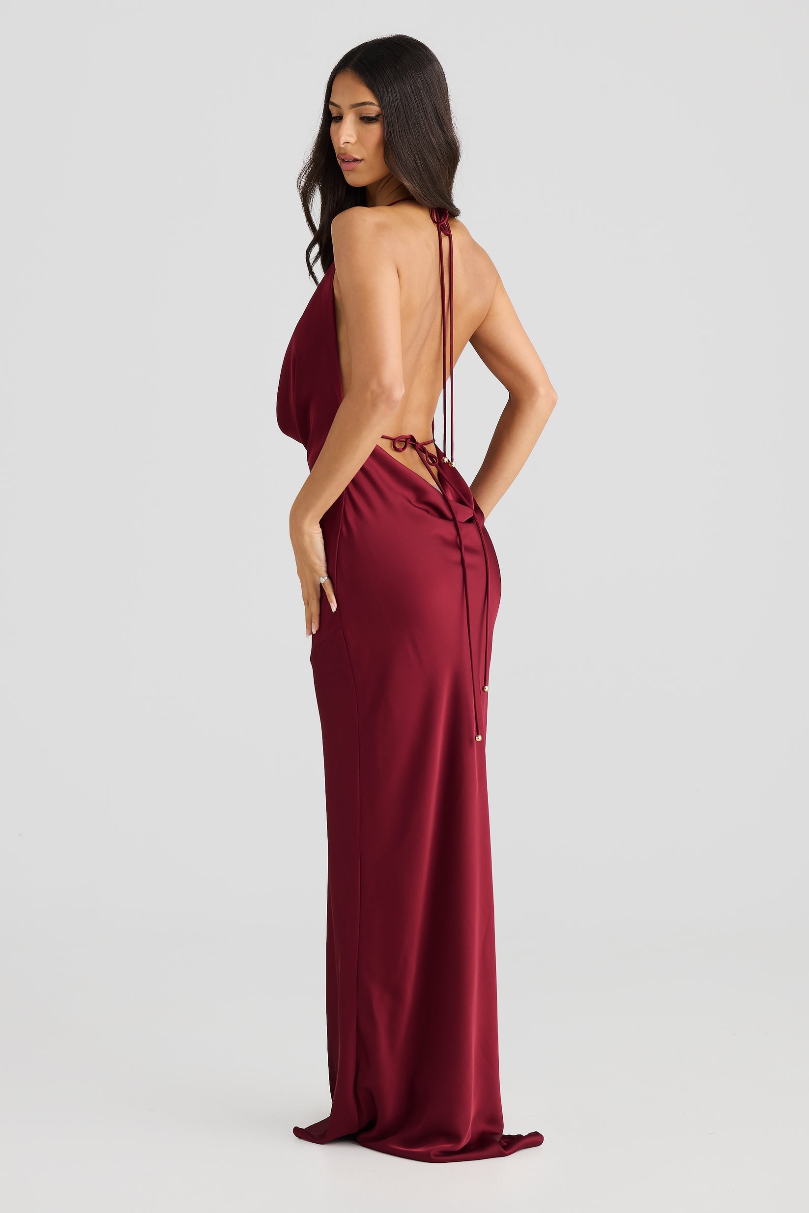 MÉLANI The Label JOSEFINA Low Back Rose Feature Halter Dress