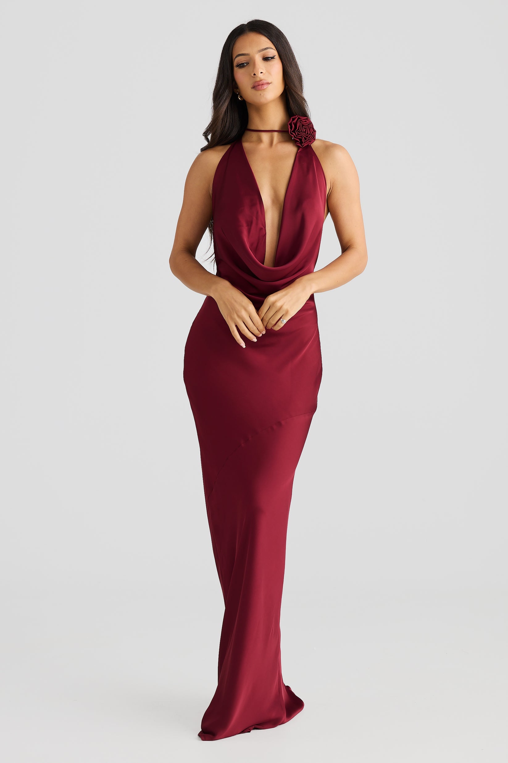 MÉLANI The Label JOSEFINA Low Back Rose Feature Halter Dress