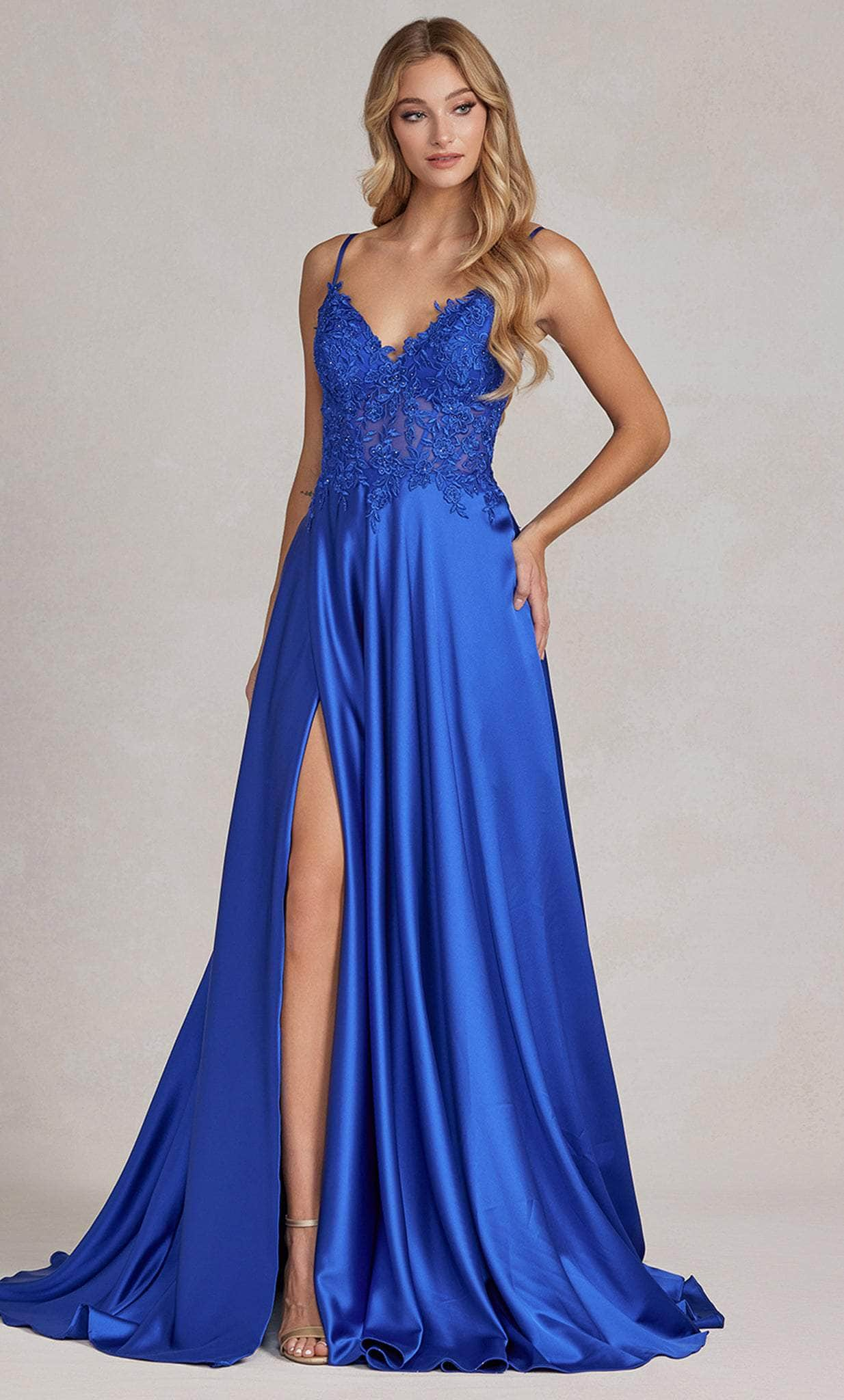 ZLATA Thin Strap Embroidered Applique A-Line Prom & Formal Dress