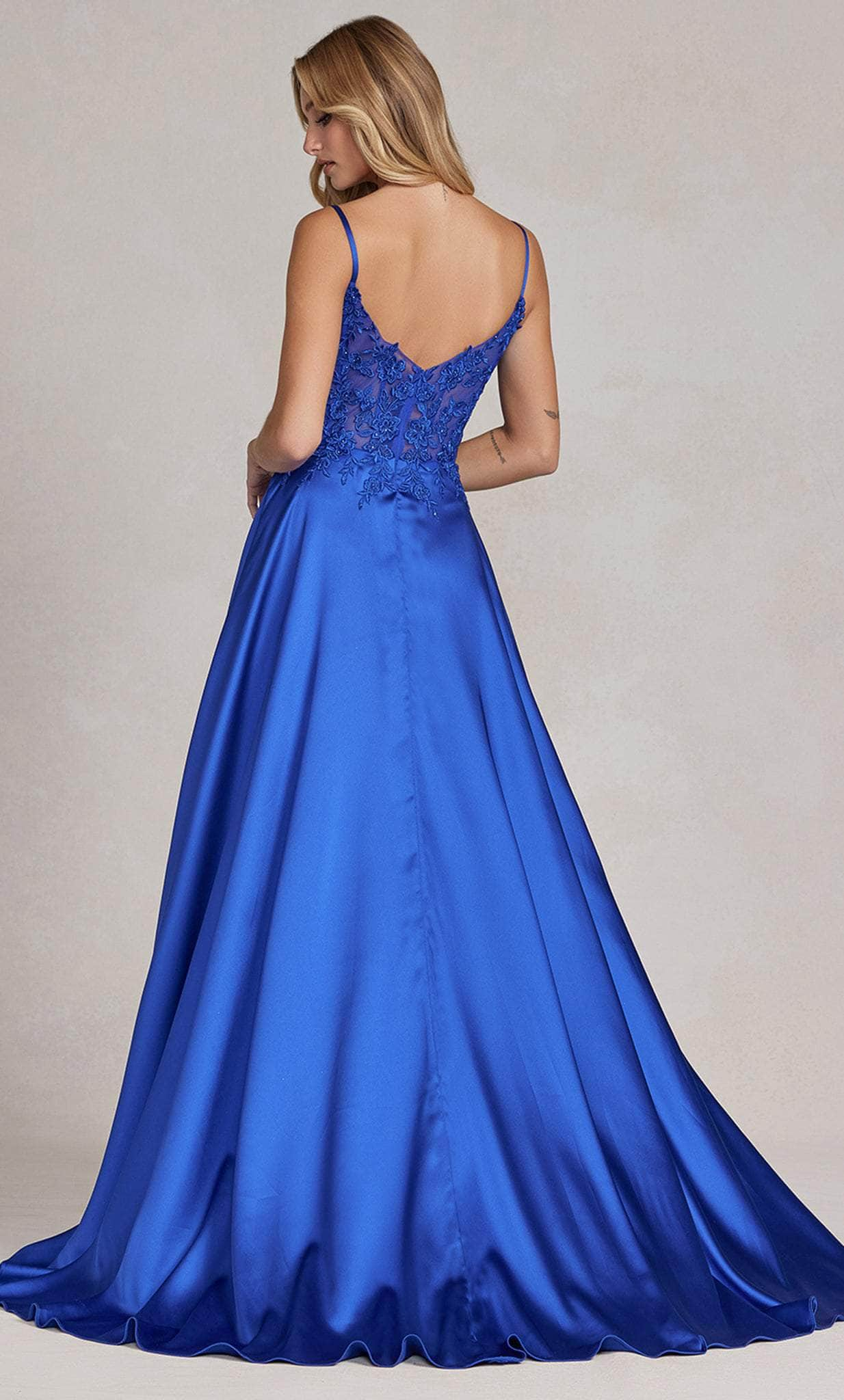 ZLATA Thin Strap Embroidered Applique A-Line Prom & Formal Dress