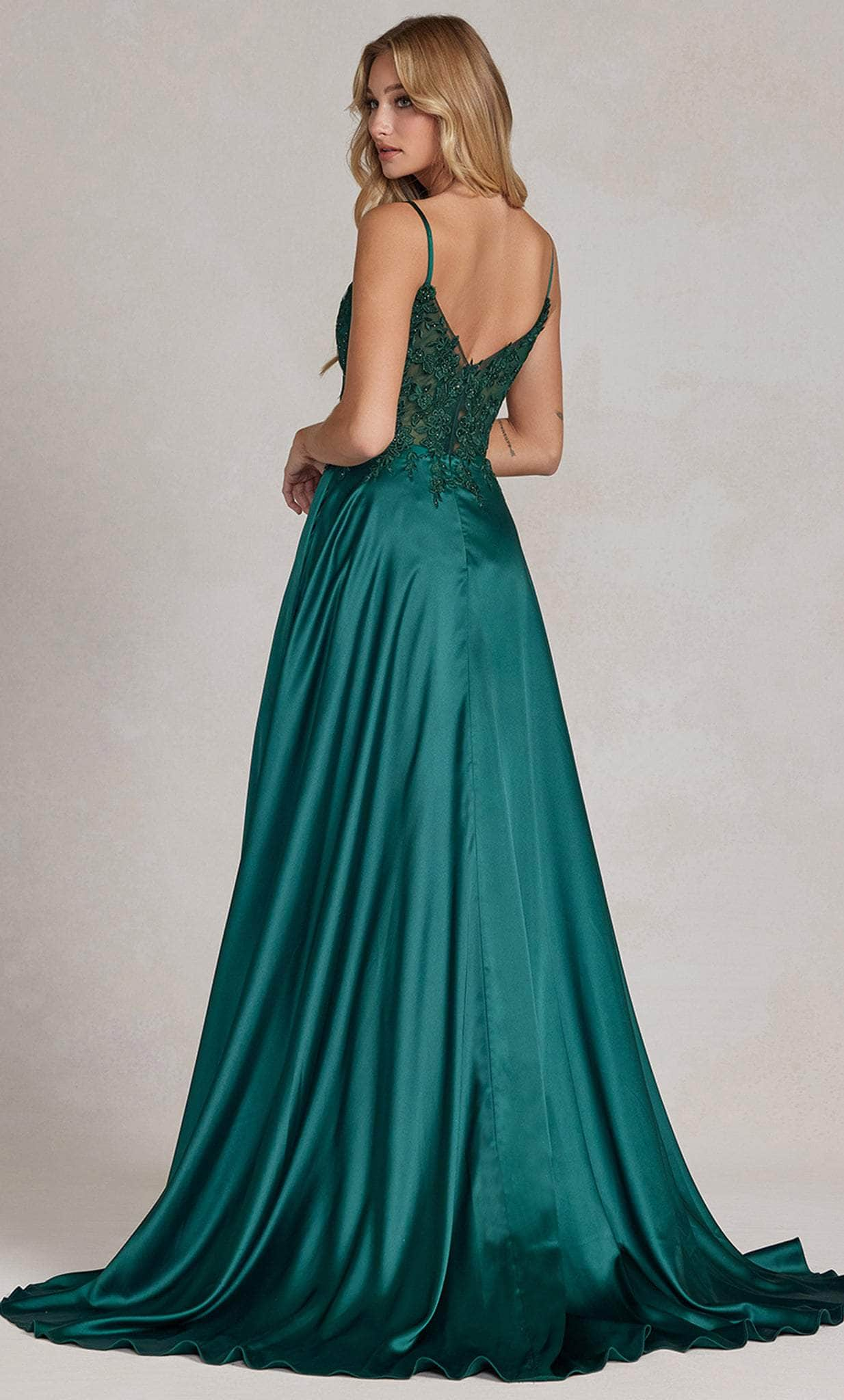 ZLATA Thin Strap Embroidered Applique A-Line Prom & Formal Dress