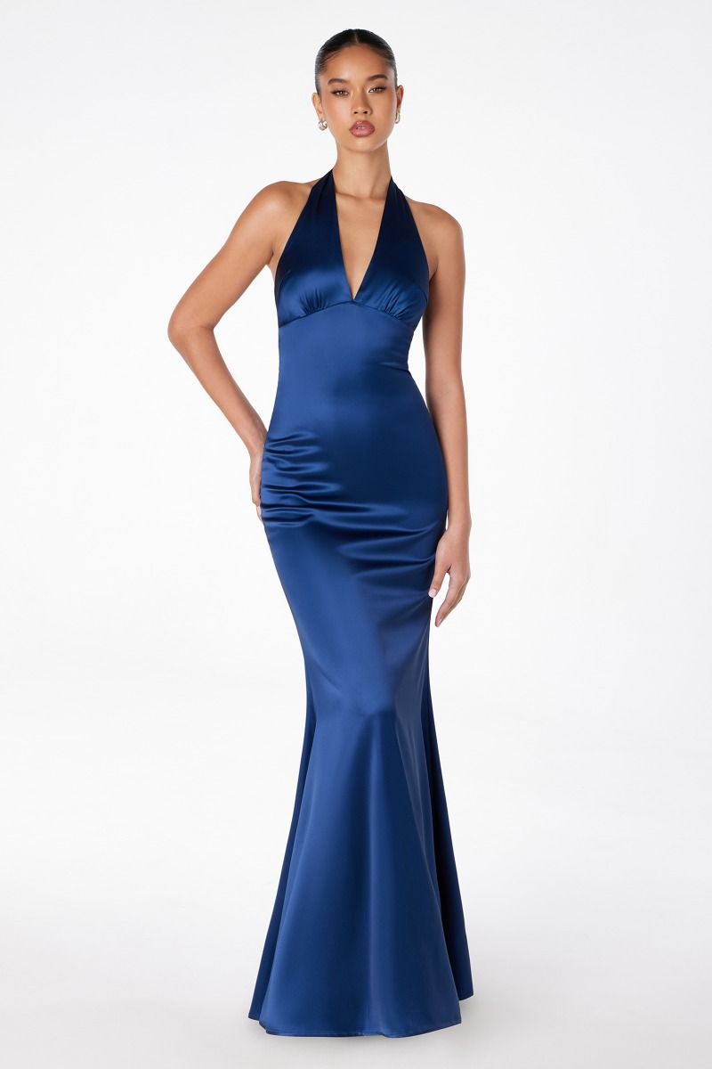 NOAH Satin Halter Neck Prom & Semi Formal Dress