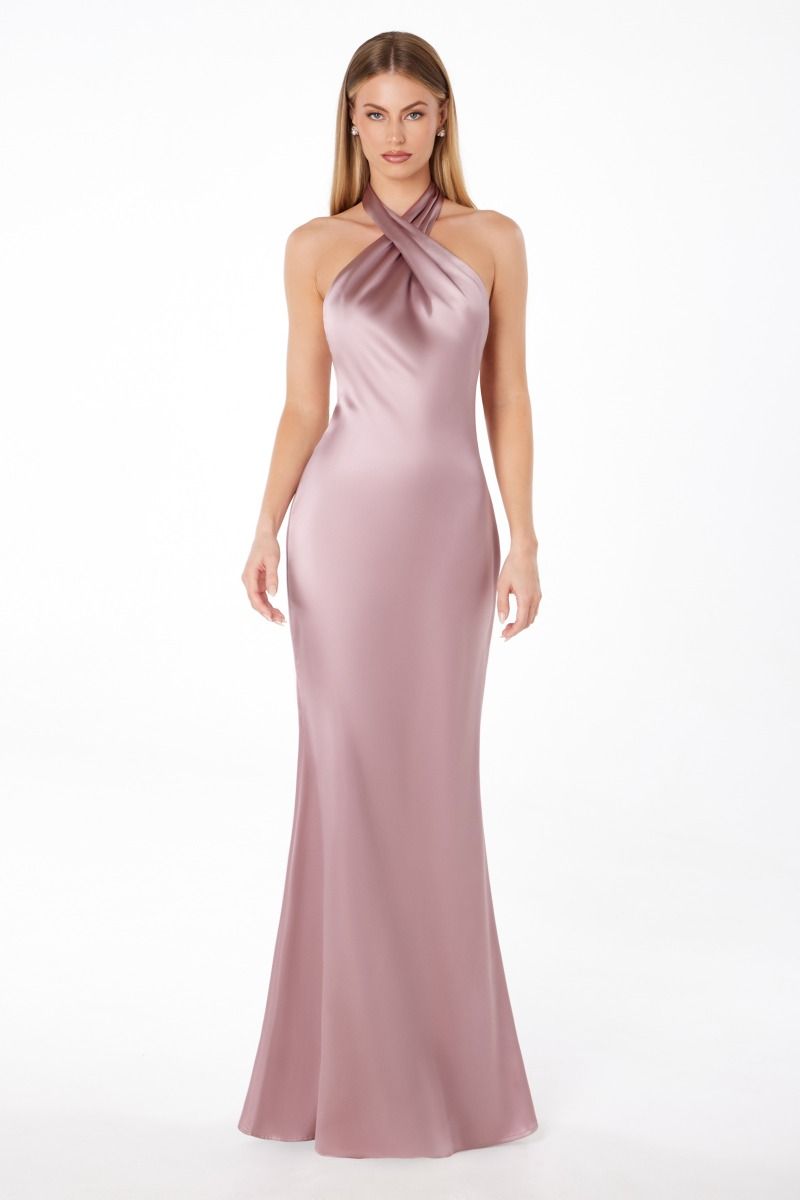 RAINEY Silky Low Back Halter Neck Prom & Formal Dress