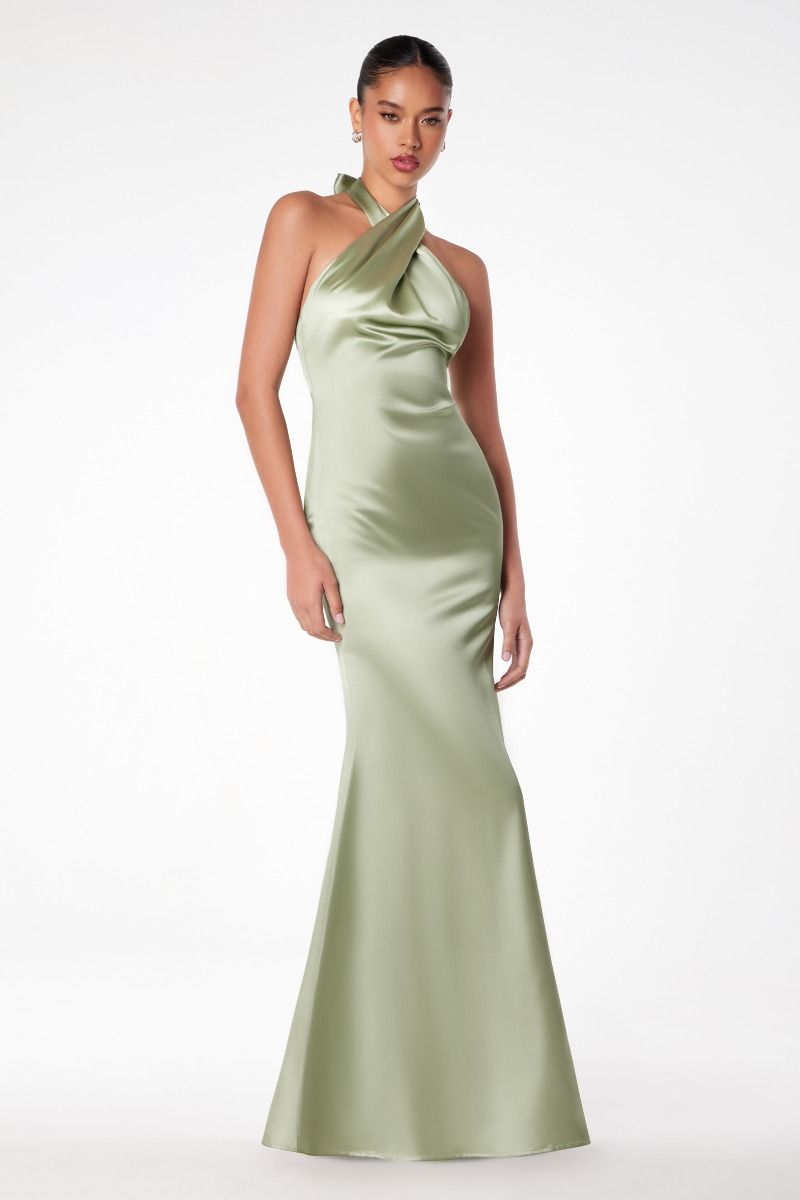 RAINEY Silky Low Back Halter Neck Prom & Formal Dress