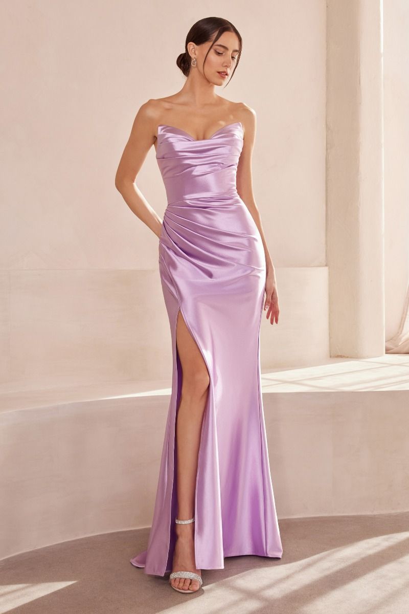 STEFANI Strapless Satin Fitted Prom & Semi Formal Dress