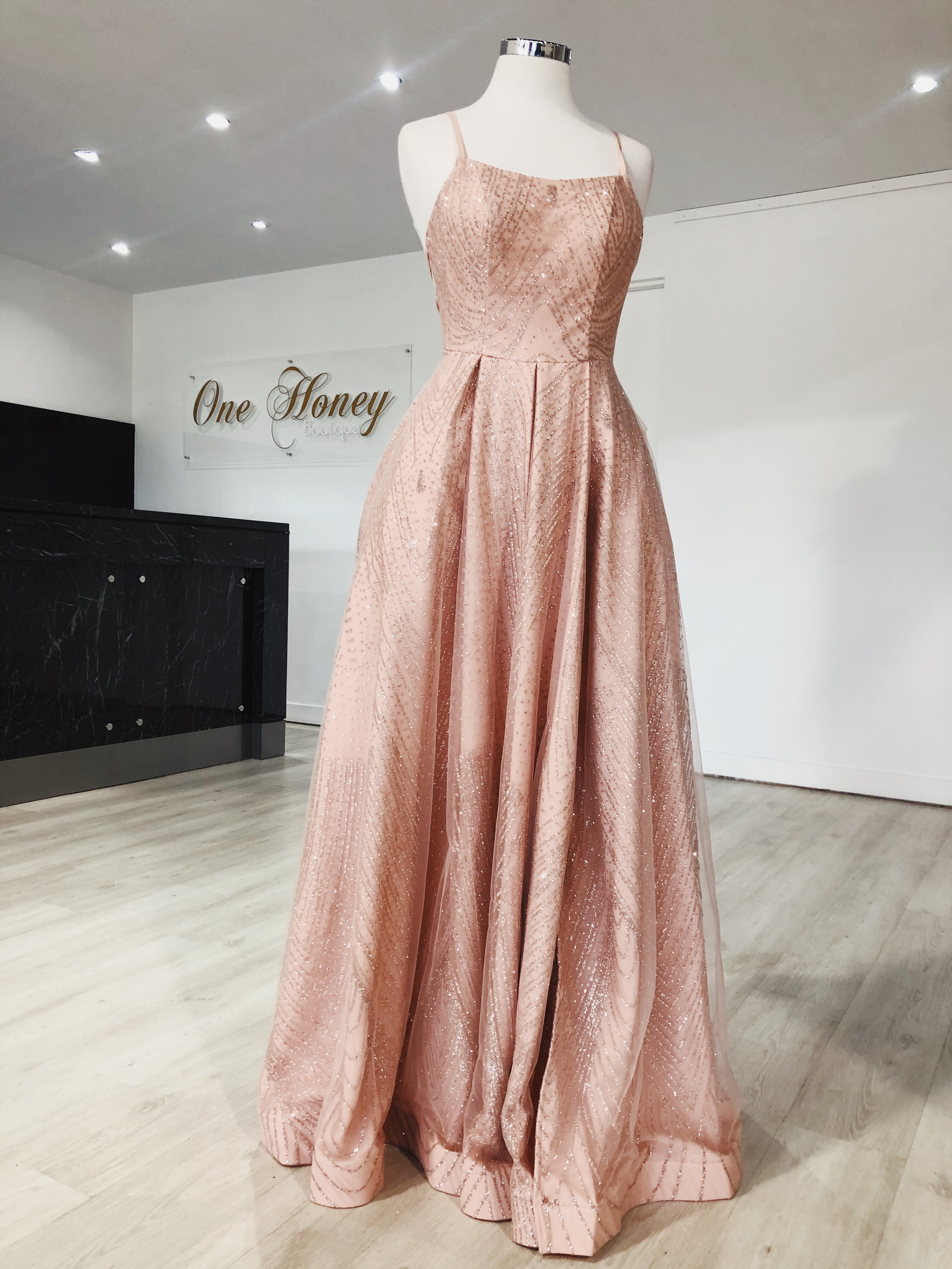 Pink and clearance gold formal dress