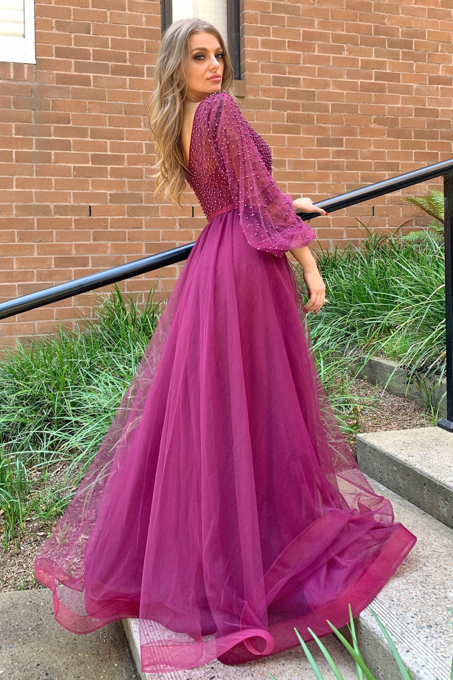 Plum semi best sale formal dresses