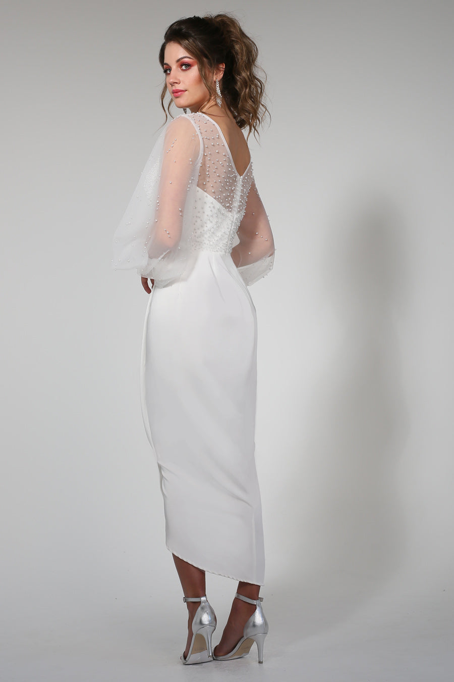 Designer white midi dress hotsell