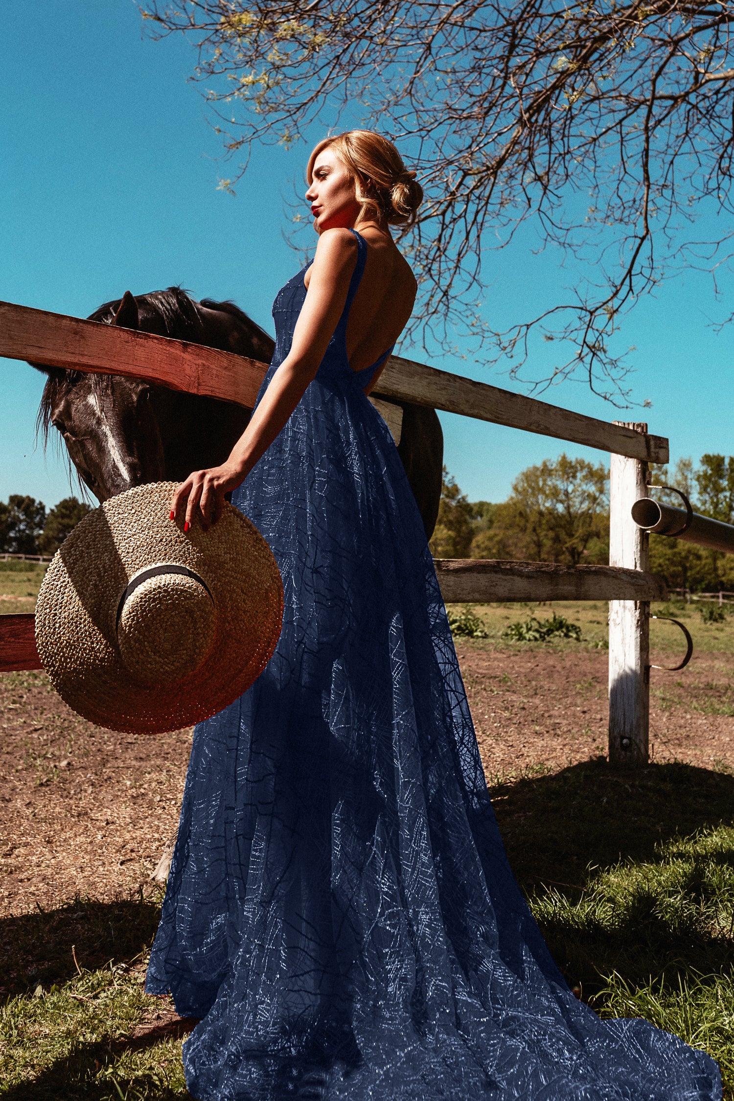 Navy store plunge dress