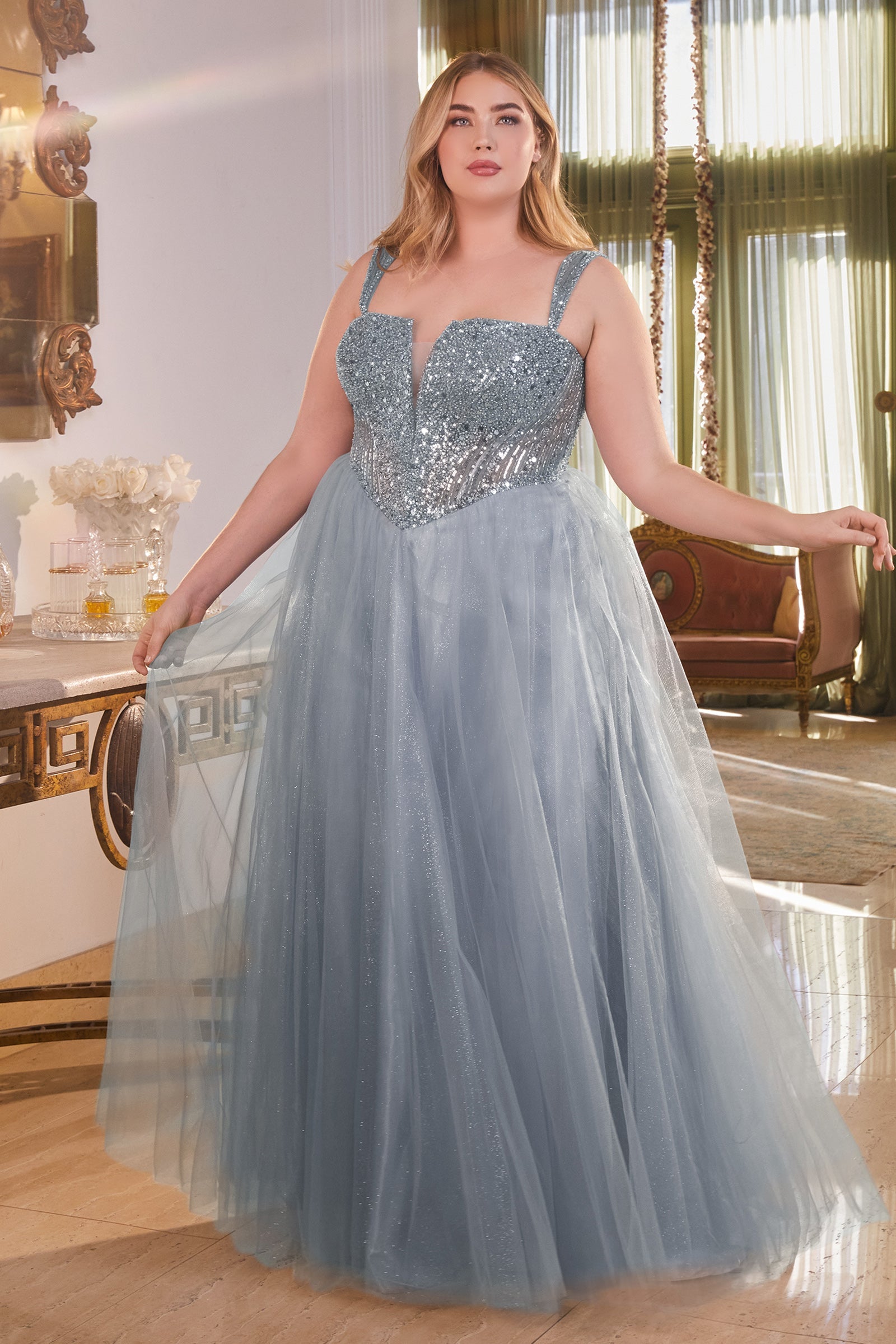 FEMME Curves LEIA Plus Size Tulle A Line Prom Formal Dress