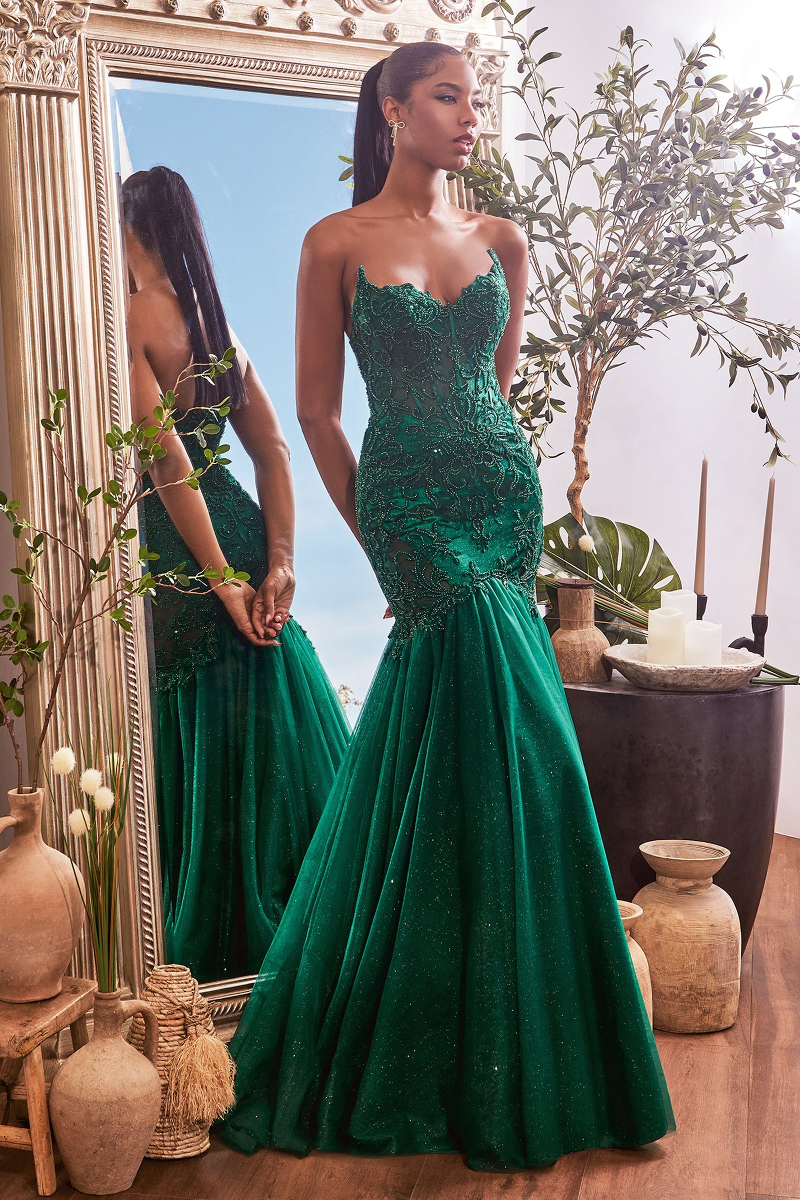 THALIA Lace & Tulle Strapless Trumpet Mermaid Prom & Formal Dress