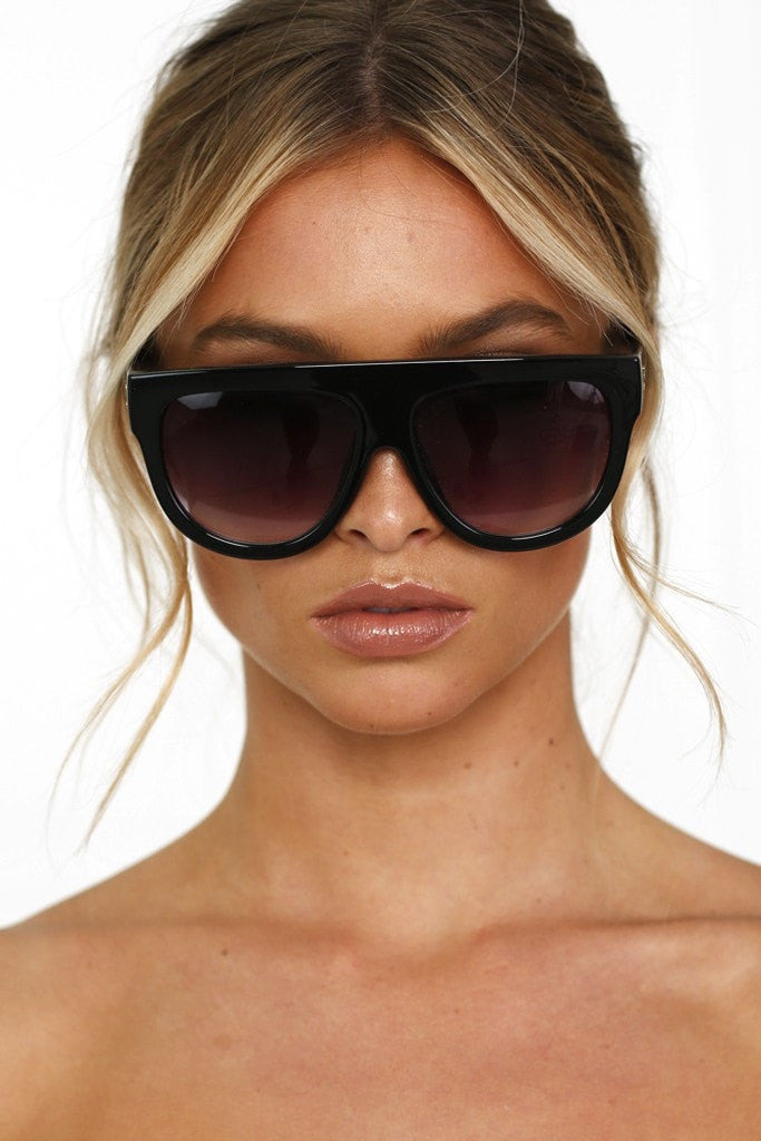 Honey Couture SELENA Black Flat Top Inspired Sunglasses Honey Couture Sunglasses$ AfterPay Humm ZipPay LayBuy Sezzle